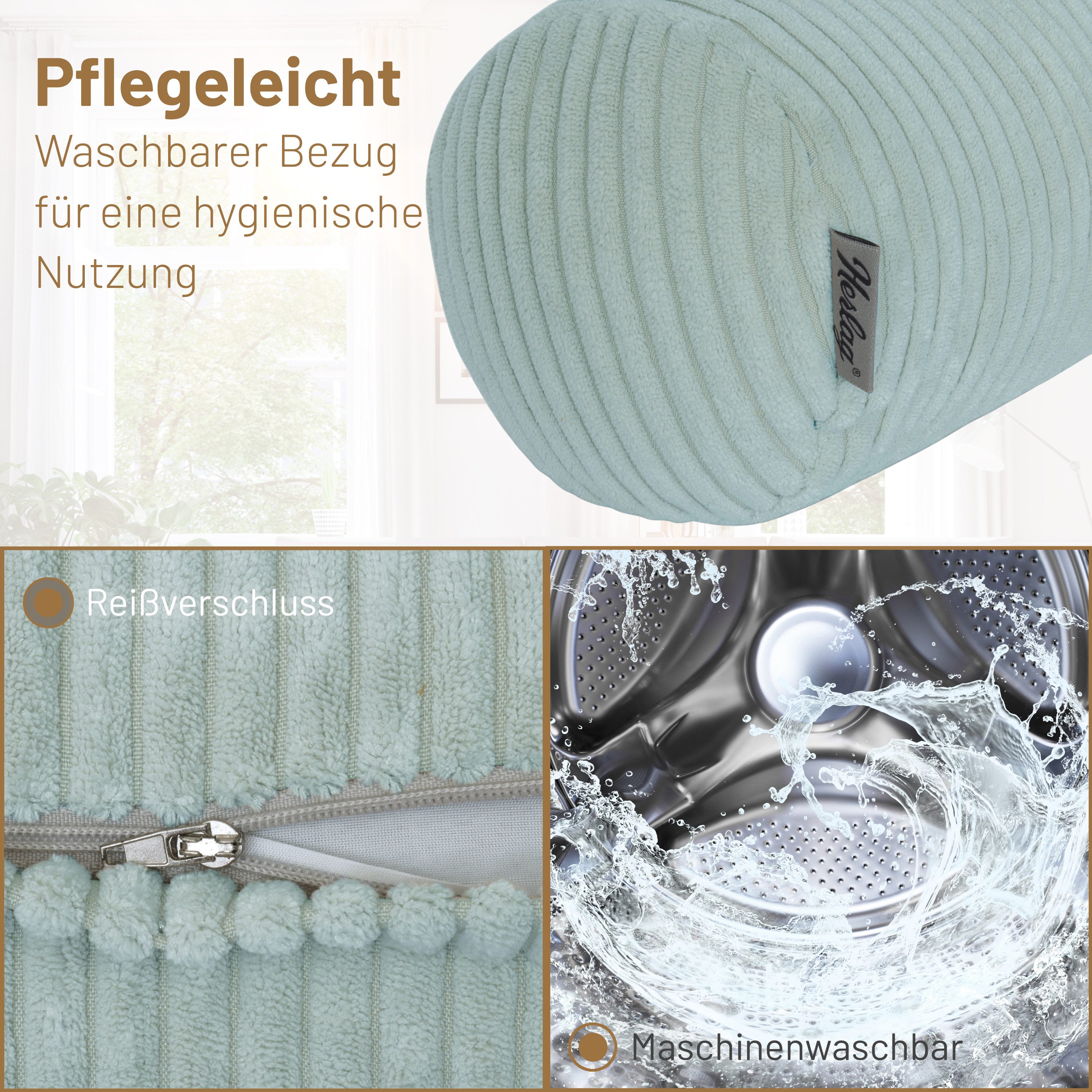 Herlag Nackenrolle Kissenrolle Sofarolle ELLA, 65x20cm oder 40x15cm, 9 Farben, Wohnzimmer, Schlafzimmer – Bild 5 von 5
