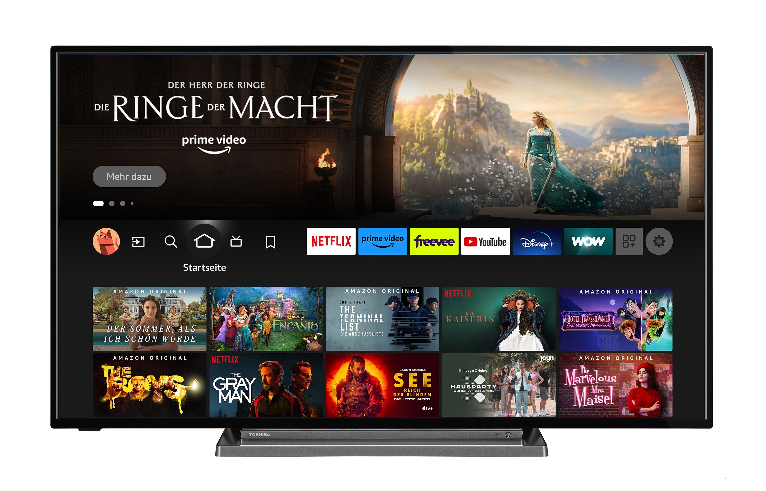 Toshiba 65UF3D63DA LCD-LED Fernseher (164 cm/65 Zoll, 4K Ultra HD, Fire TV, HDR Dolby Vision, Triple-Tuner, Alexa Sprachsteuerung, Sound by Onkyo)