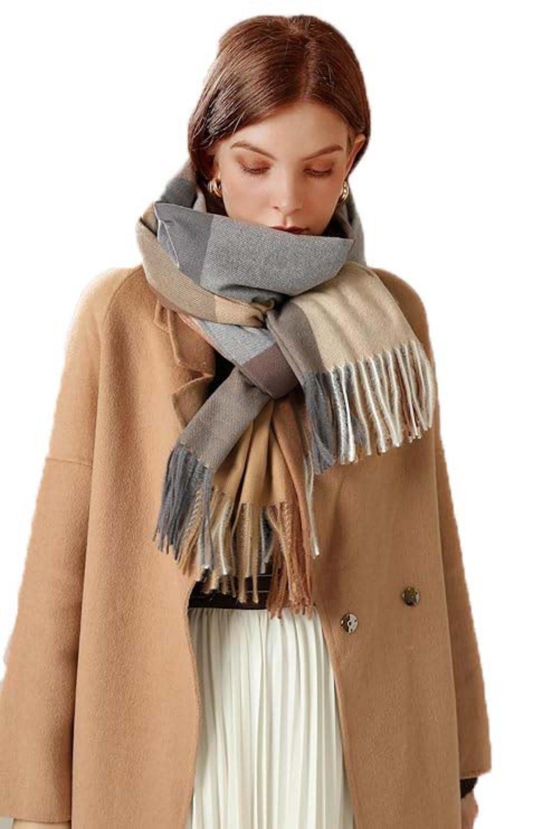 Coonoor Modeschal Karierter Damen Schal mit Fransen, im Oversize Look,für H günstig online kaufen