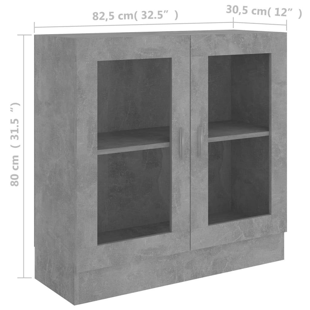 82,5x30,5x80 Bücherregal Vitrinenschrank Holzwerkstoff, cm 1-tlg. Betongrau vidaXL