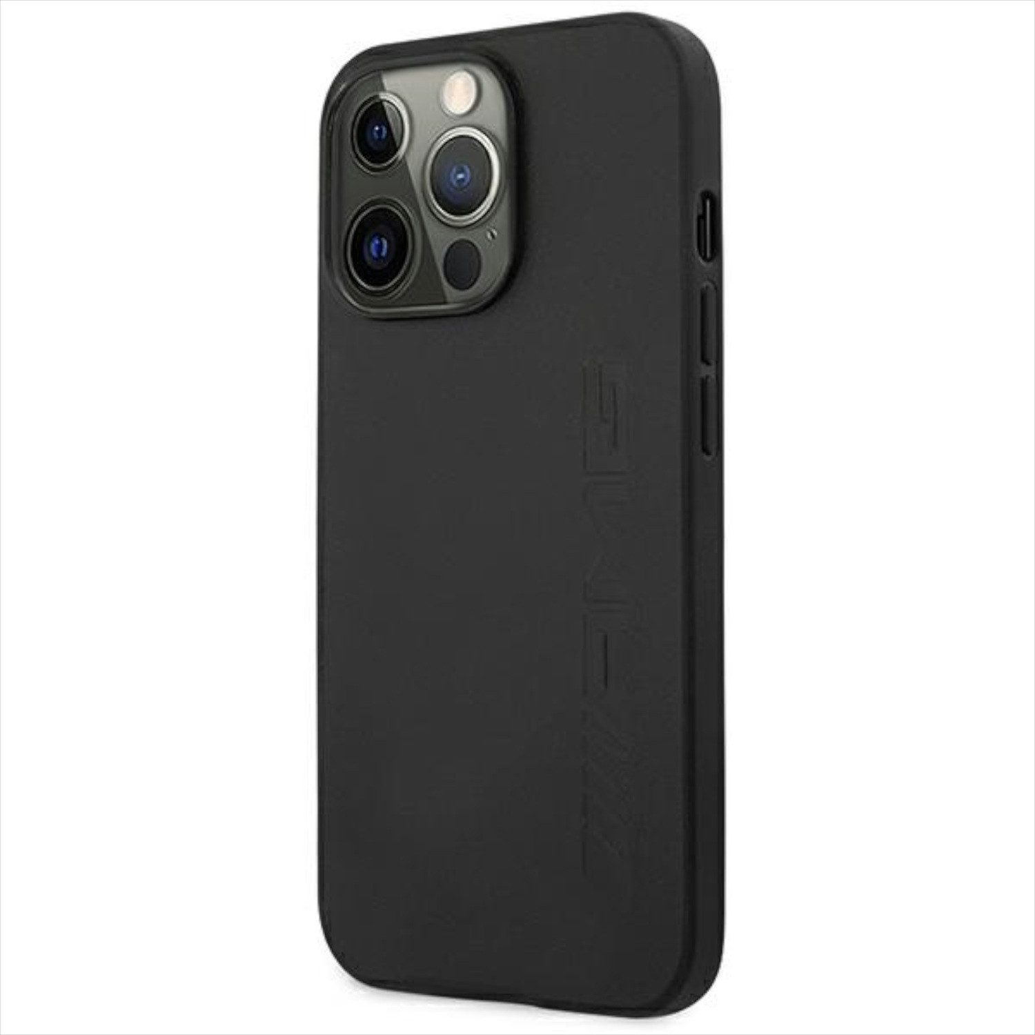 Mercedes Smartphone-Hülle AMG Apple iPhone 14 Pro Max Schutzhülle Leather Hot Stamped Schwarz