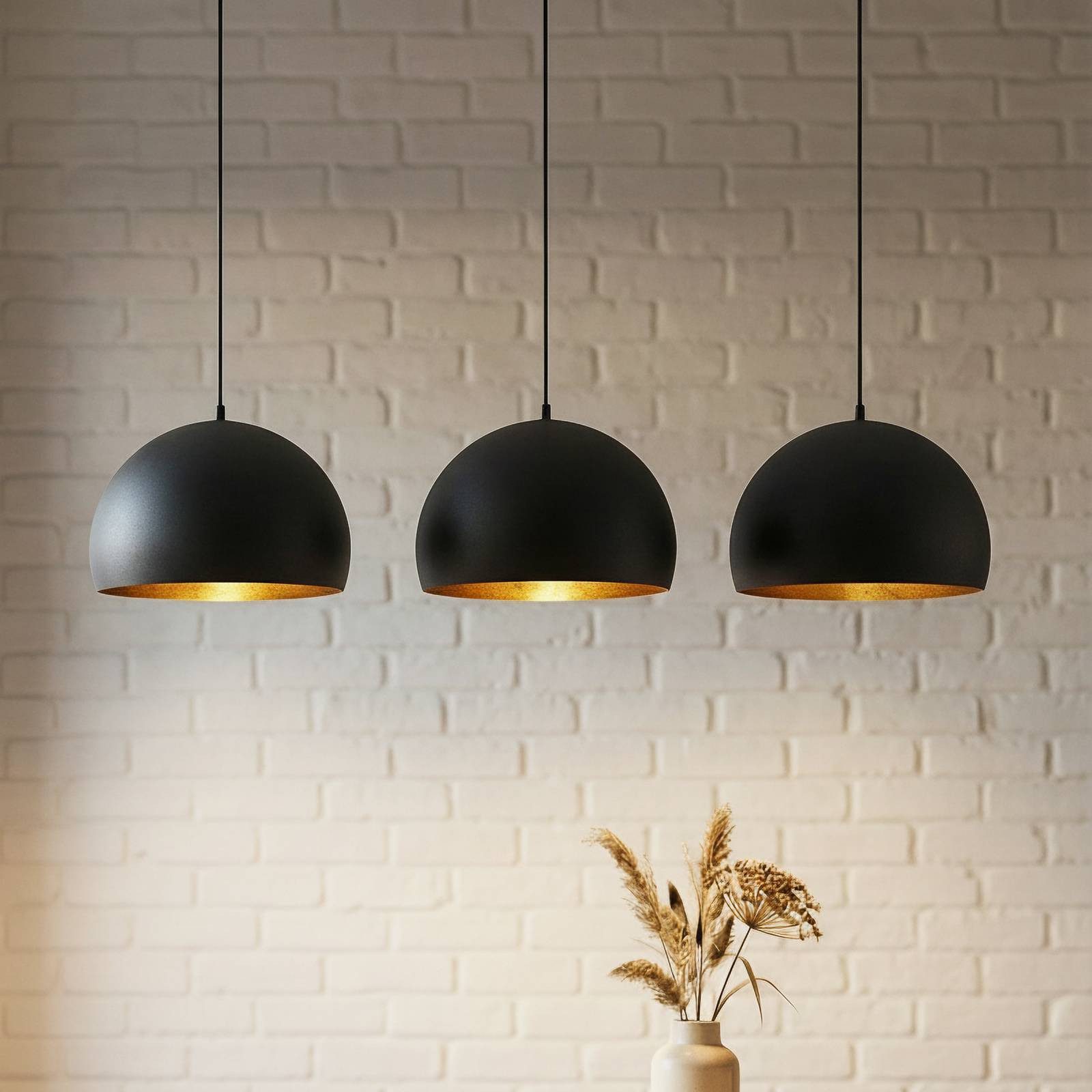 Lindby Hängeleuchte Tarjei, Metall, Schwarz IP20, 3 x 60 W günstig online kaufen