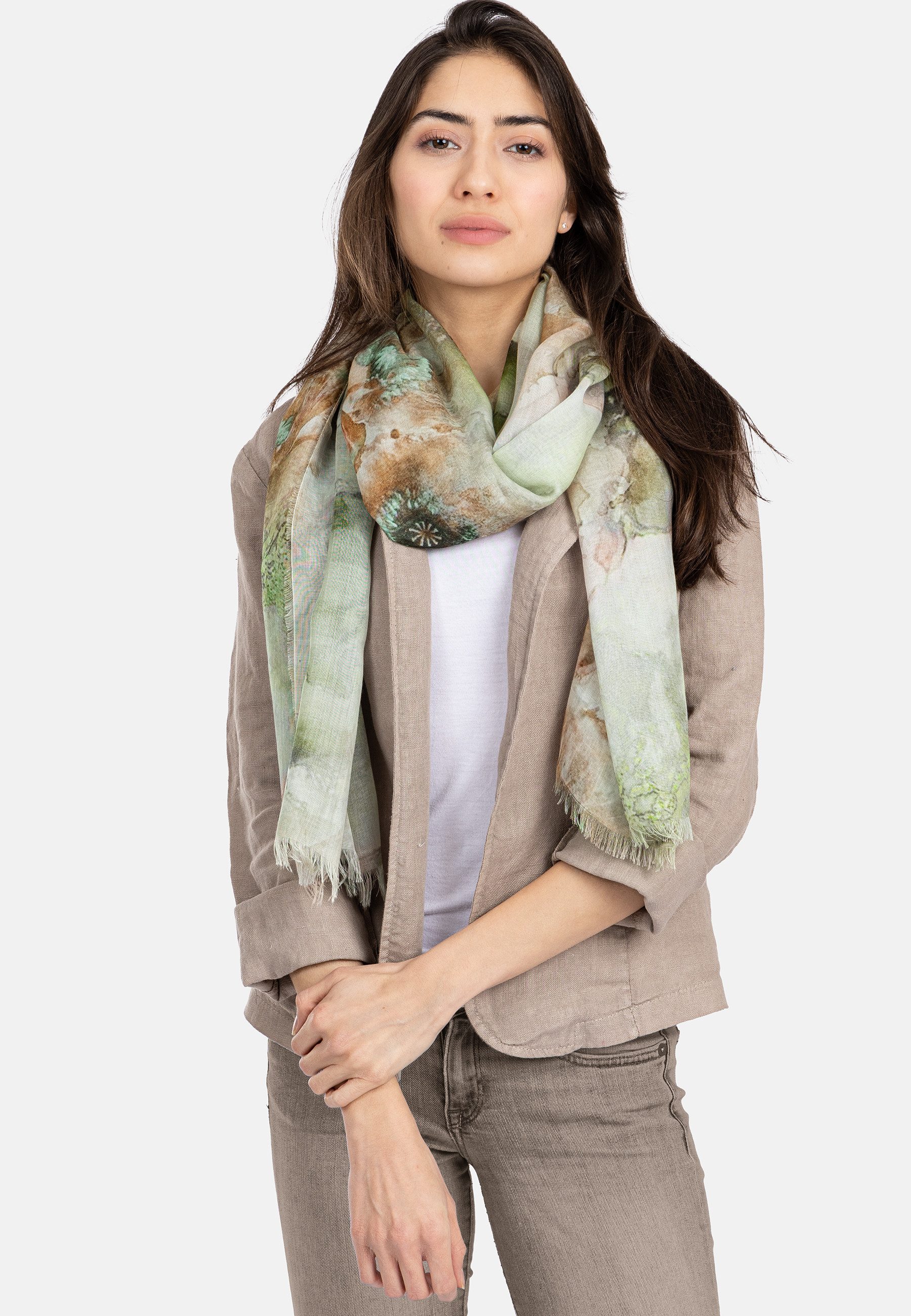 Caspar Modeschal SC532 Damen Sommer Schal aus weichem Modal floralem Muster – Bild 4 von 4