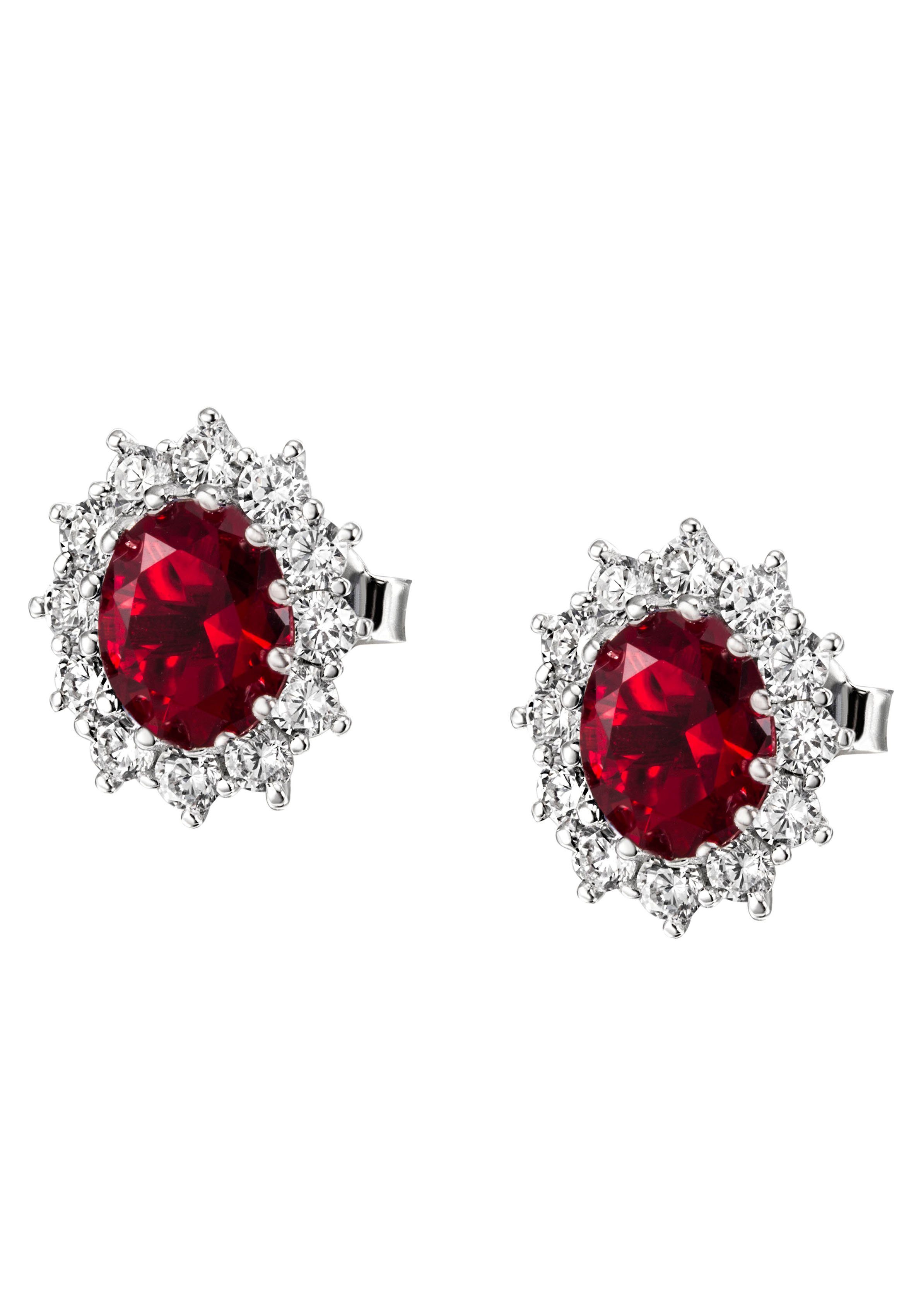 Firetti Paar Ohrstecker Schmuck Geschenk Silber 925 Ohrschmuck Ohrringe Lady D Diana Royal, mit Glasstein, Zirkonia (synth)