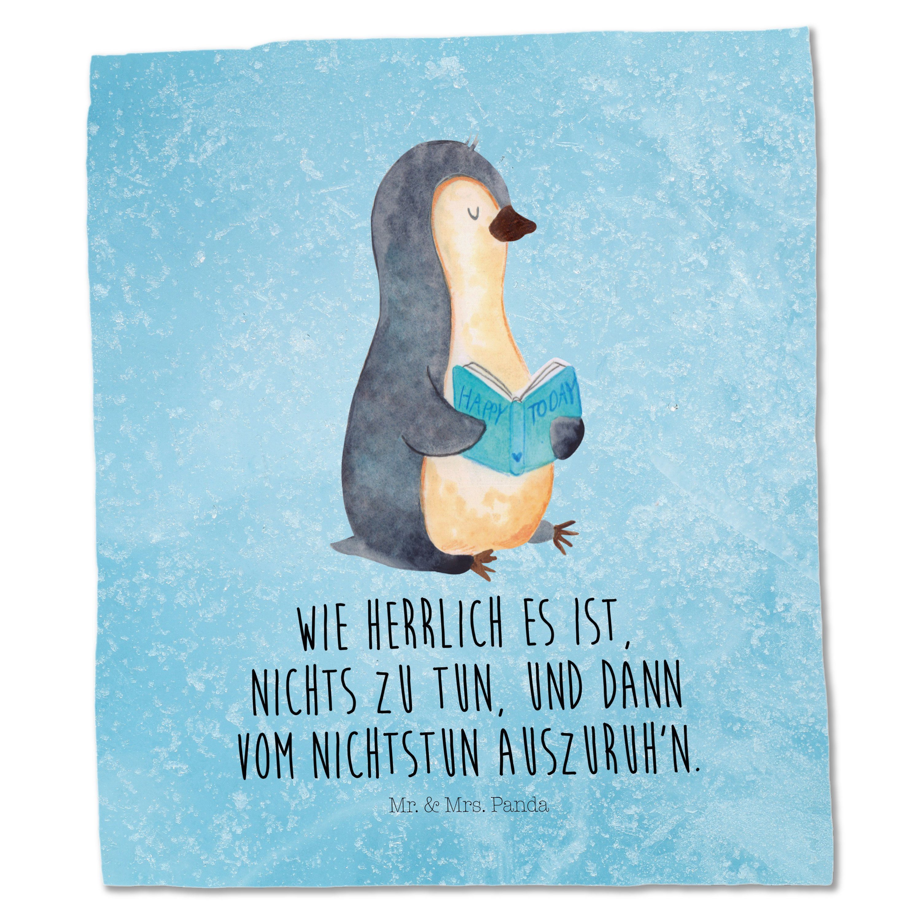 Mr. & Tragetasche Pinguin Eisblau Faulenzen, Buch Stoffbeutel Bücherwurm, - Geschenk, Mrs. (1-tlg) - Panda