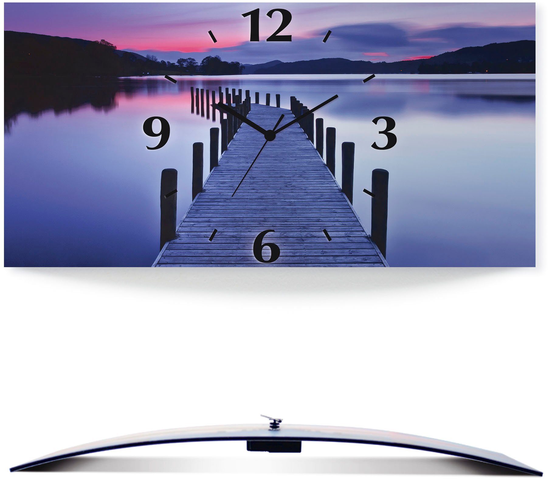 Artland Wanduhr Panorama Steg Coniston Water (wahlweise mit Quarz- oder Funkuhrwerk, lautlos ohne Tickgeräusche)