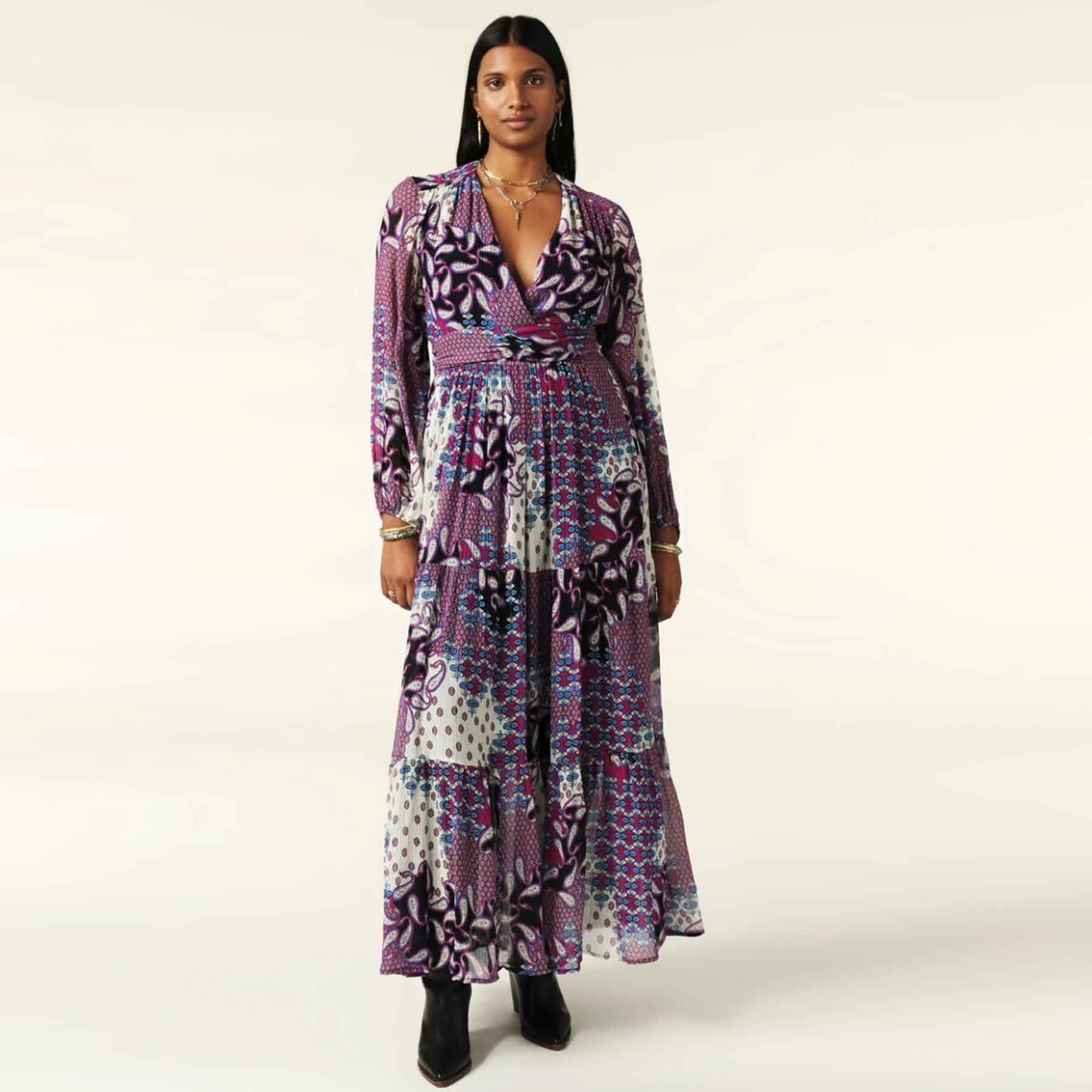 BA&SH Jerseykleid BA&SH Kleid BOSSY mit Seide - Violett