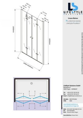 Glaszentrum Hagen Dusch-Falttür Glaszentrum Hagen - 160x180cm - Nischentür Hera - 8mm - ohne Duschtass