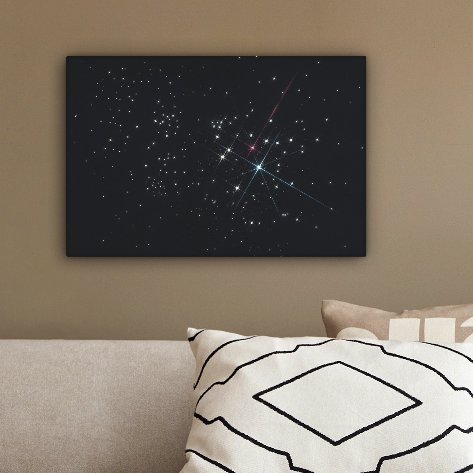 Leinwandbild Galaxie cm (1 Wanddeko, St), Aufhängefertig, 30x20 - Leinwandbilder, Sterne Farbe, Wandbild OneMillionCanvasses® -