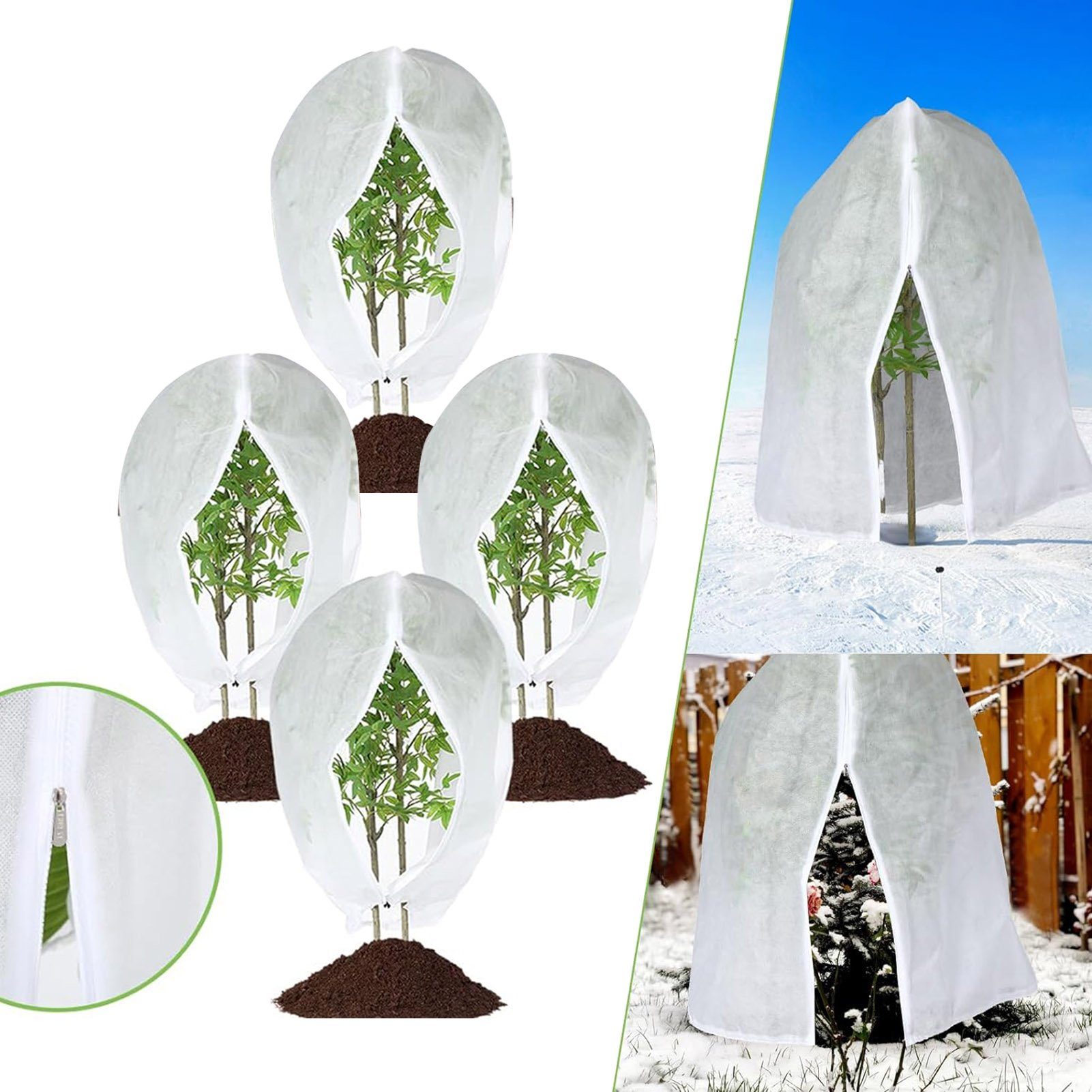 Rutaqian Winterschutzhaube 4 Stück PflanzenFrostschutzbeutel, 180 cm x