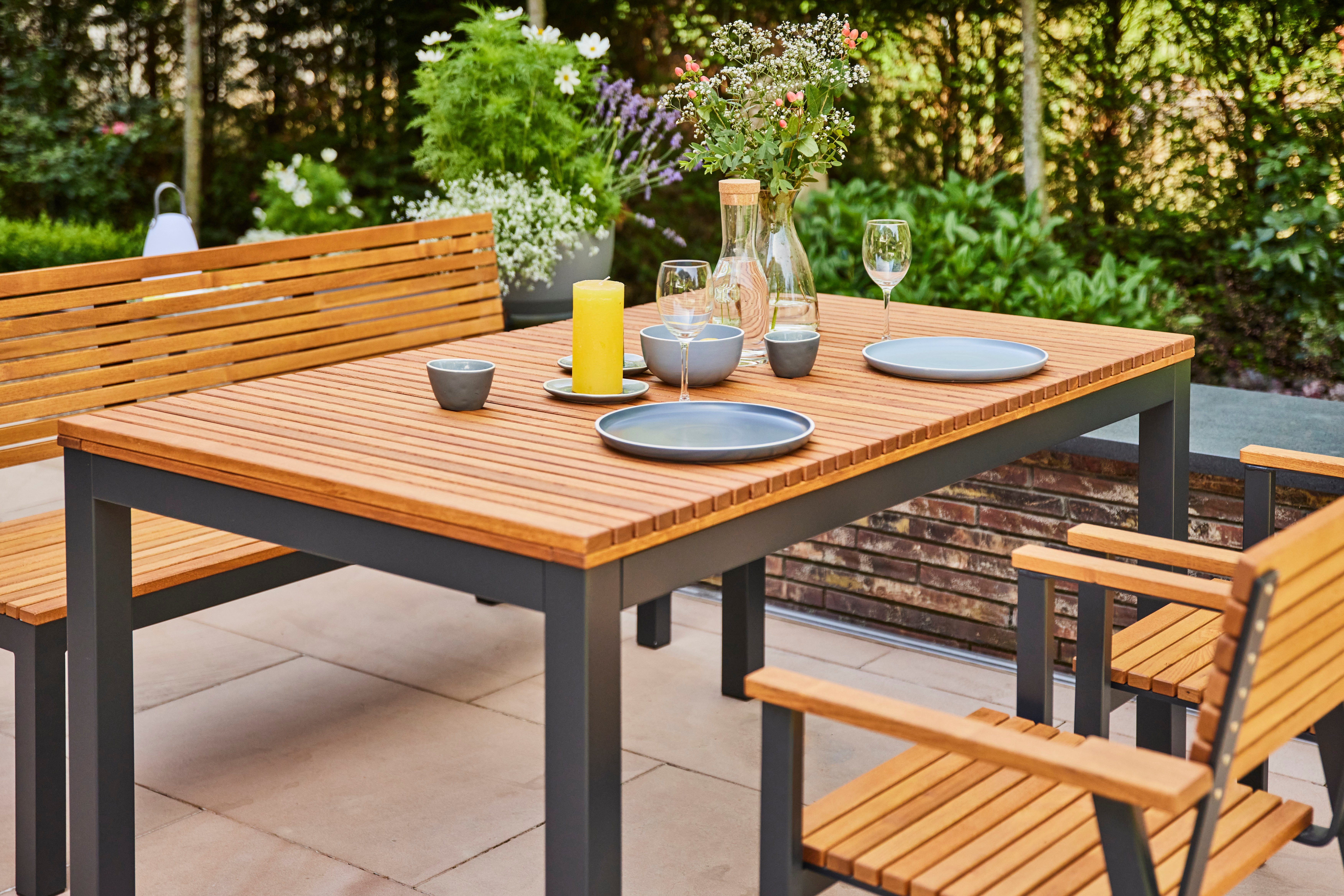Siena Garden Gartentisch »Bozen« BxTxH:100x220x76 cm, Aluminium mit Robinienholz aus 100% FSC Holz