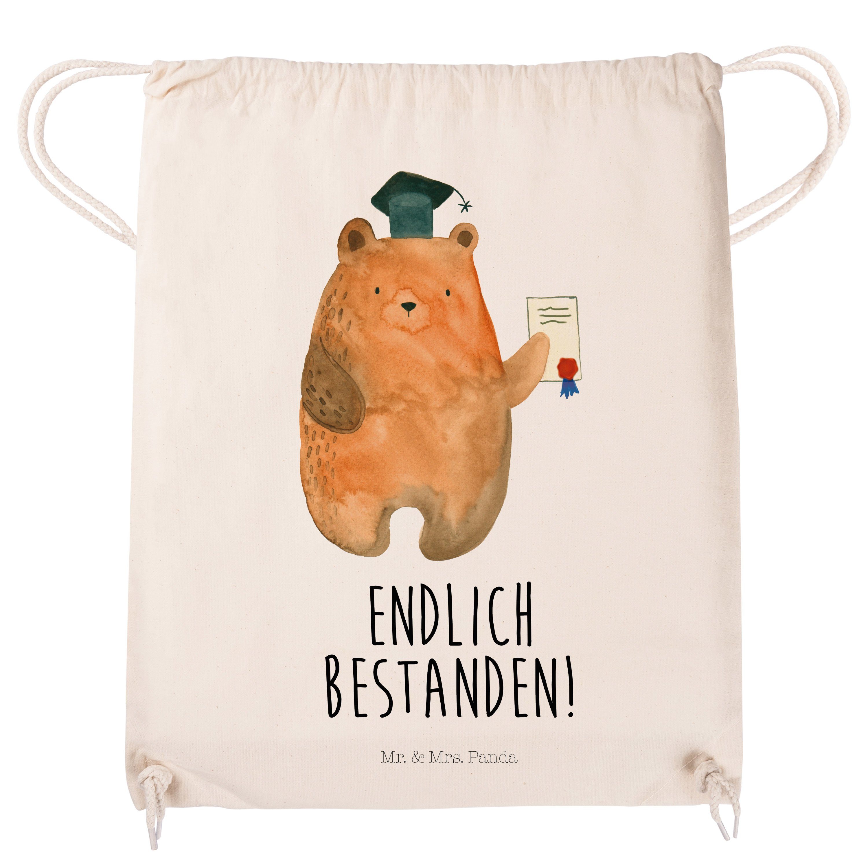 Tasche, Teddybär, Mr. Panda Transparent - (1-tlg) Mrs. Sporttasche & Turnb Beutel, Geschenk, - Prüfungsbär