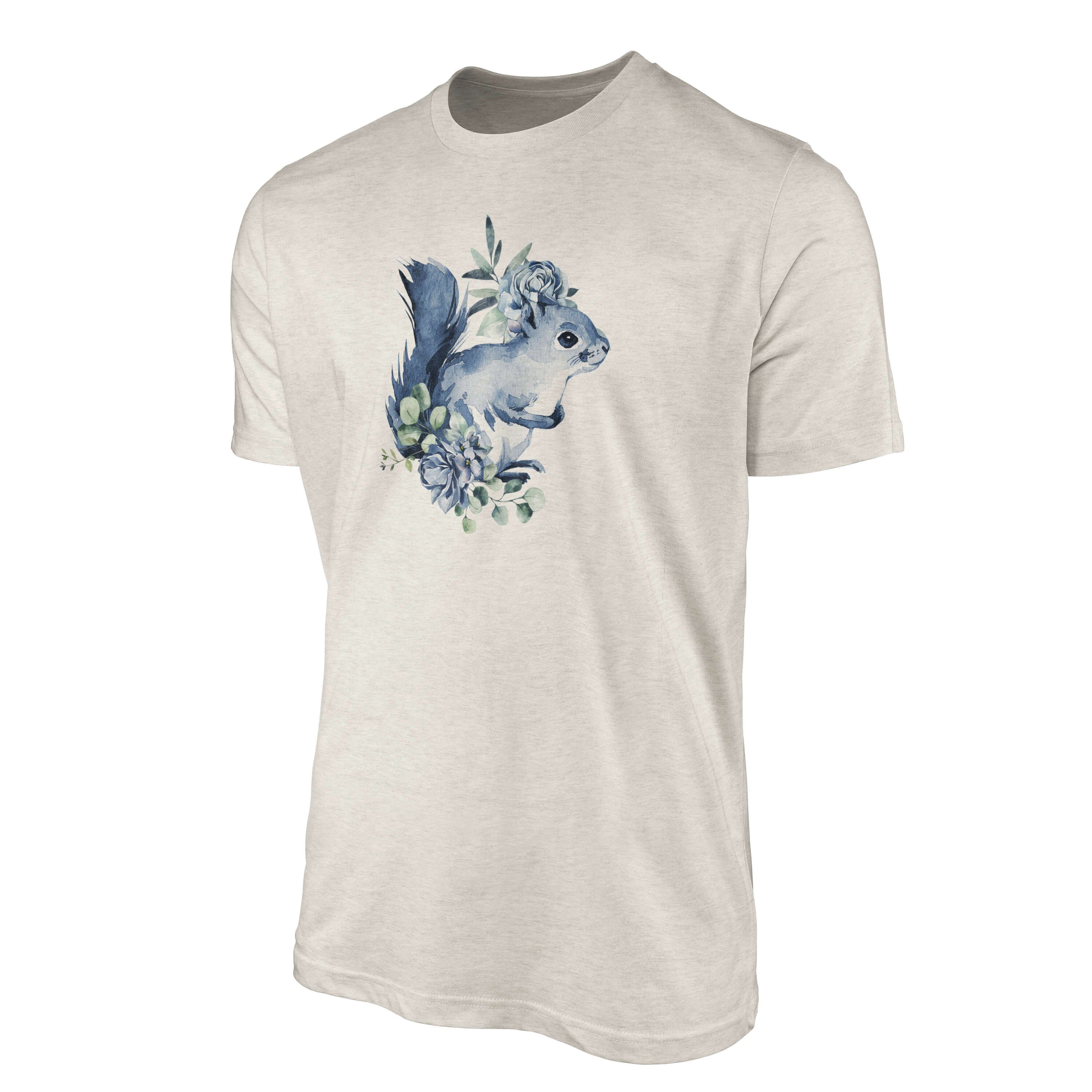 Eichhörnchen T-Shirt (1-tlg) Sinus 100% T-Shirt Bio-Baumwolle Ökomode Aquarell Art Nachhaltig Shirt gekämmte Herren aus Motiv