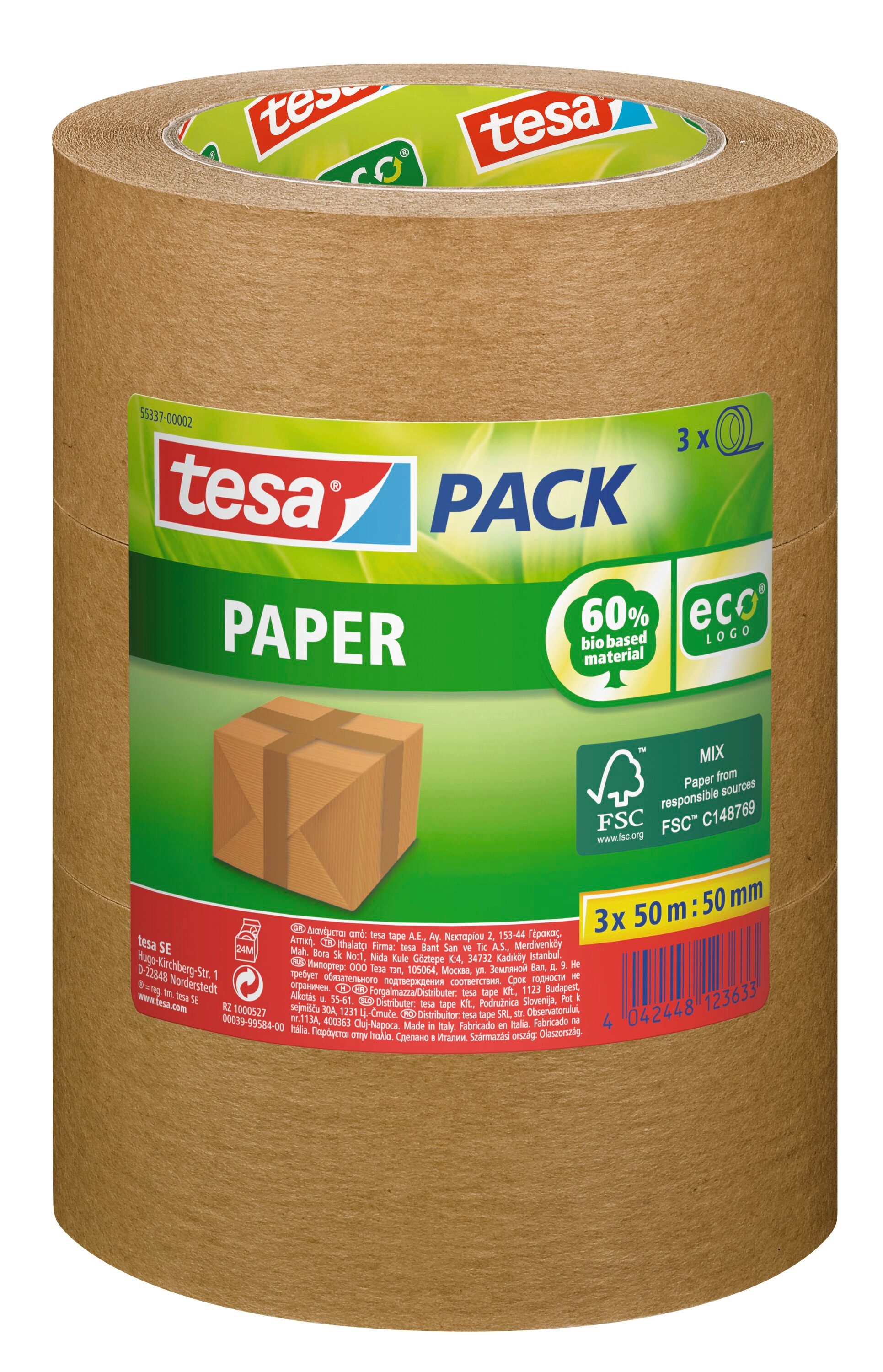 tesa Klebeband tesapack Paper ecoLogo® Packband (Set, 3-St) braun - je 50 m günstig online kaufen