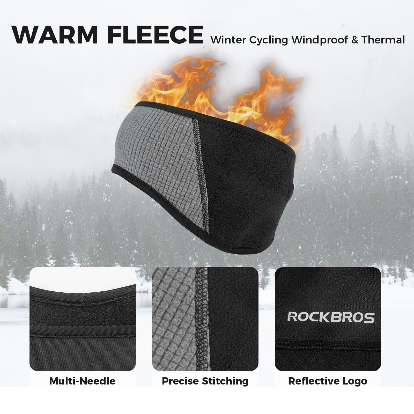 ROCKBROS Stirnband Sport Winter Kopfband Ohrenwärmer Warm Ohrenschutz für Laufen