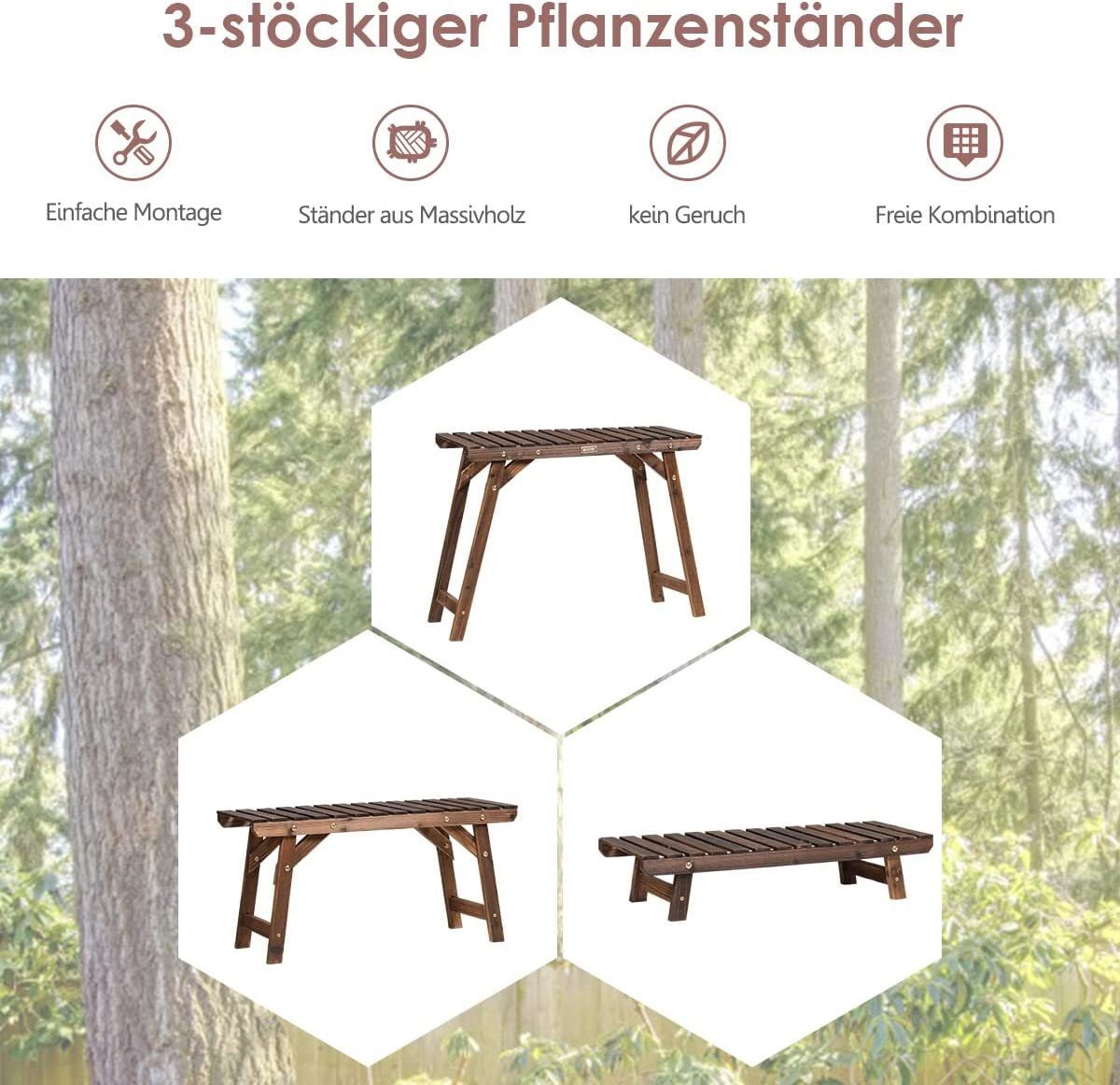 KOMFOTTEU Blumenständer Blumentreppe, Pflanzenständer Pflanzenregal mit 3 Ebenen