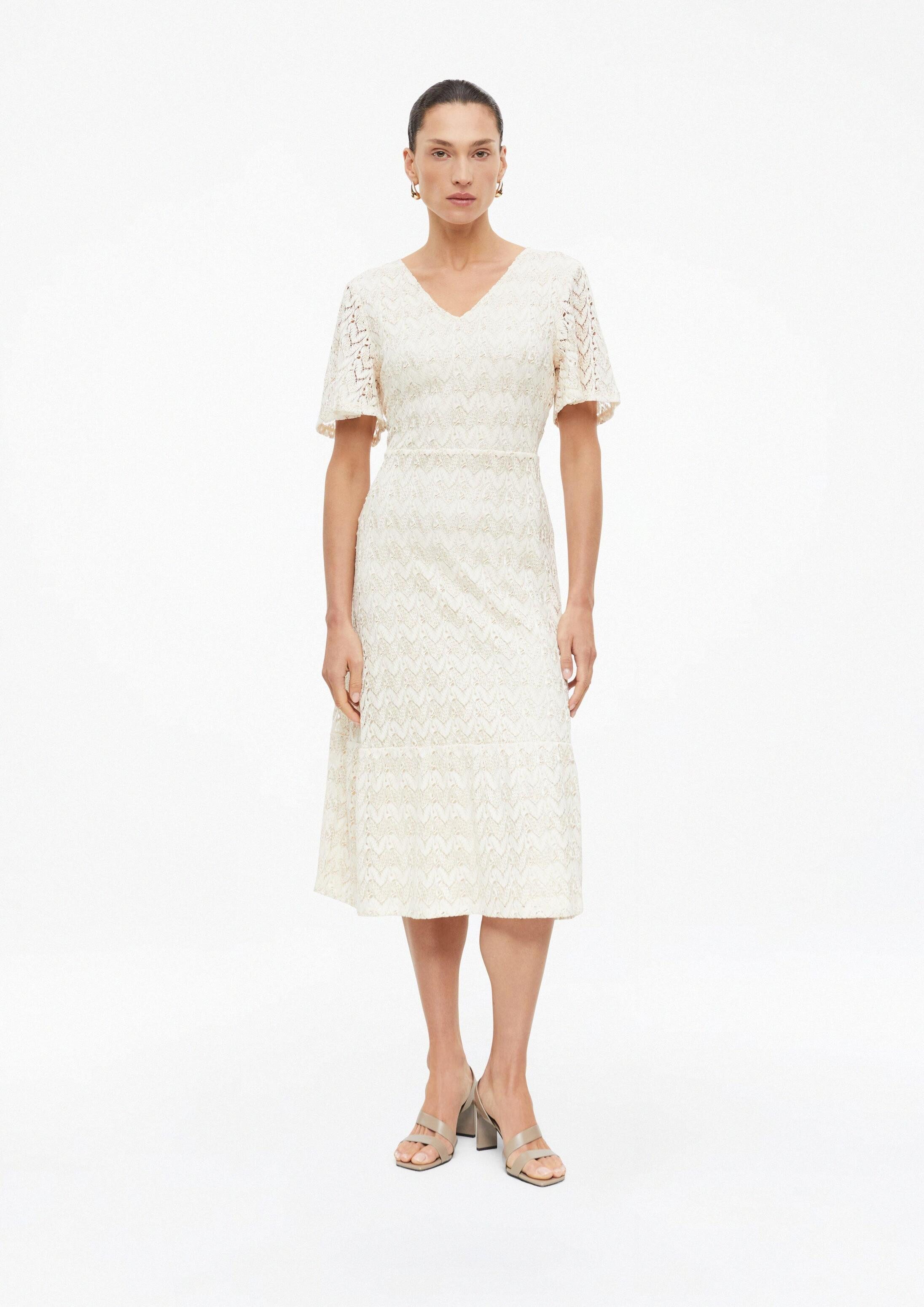 s.Oliver Midikleid Kleid Midi-Kleid mit Glitzergarn und Ajourmuster