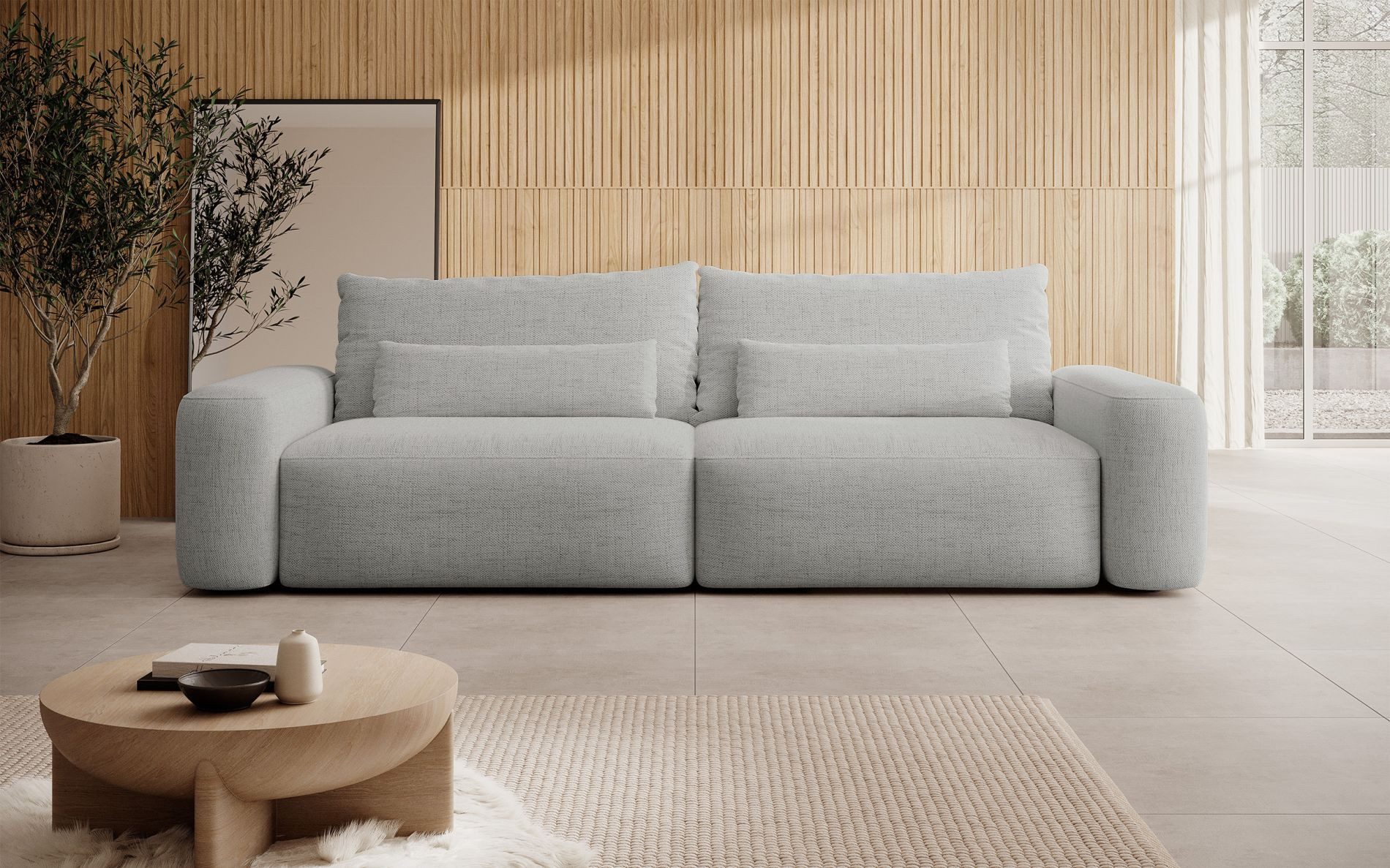 Selsey Schlafsofa CARNOS, mit wasserabweisendem Chenille-Bezug, Stauraum und 2 Zierkissen