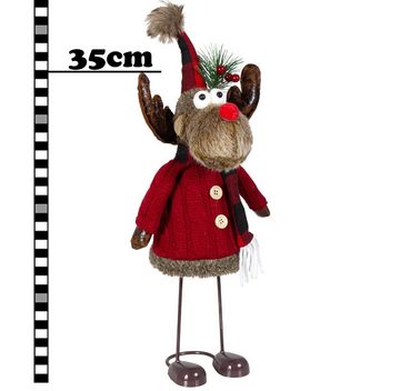 Christmas Paradise Weihnachtsfigur stehender Wackel-Elch 45cm (58cm) (Dekofiguren, 2 St., im Set), Rentier Pärchen, 2 Designs Mann und Frau, Weihnachtsdeko Schwarz-Rot