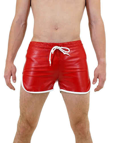 BOCKLE Lederhose Bockle® Quick Pants Faux RED Sexy rote kurze Kunslederhose Kurte Leder Shorts CSD Gay