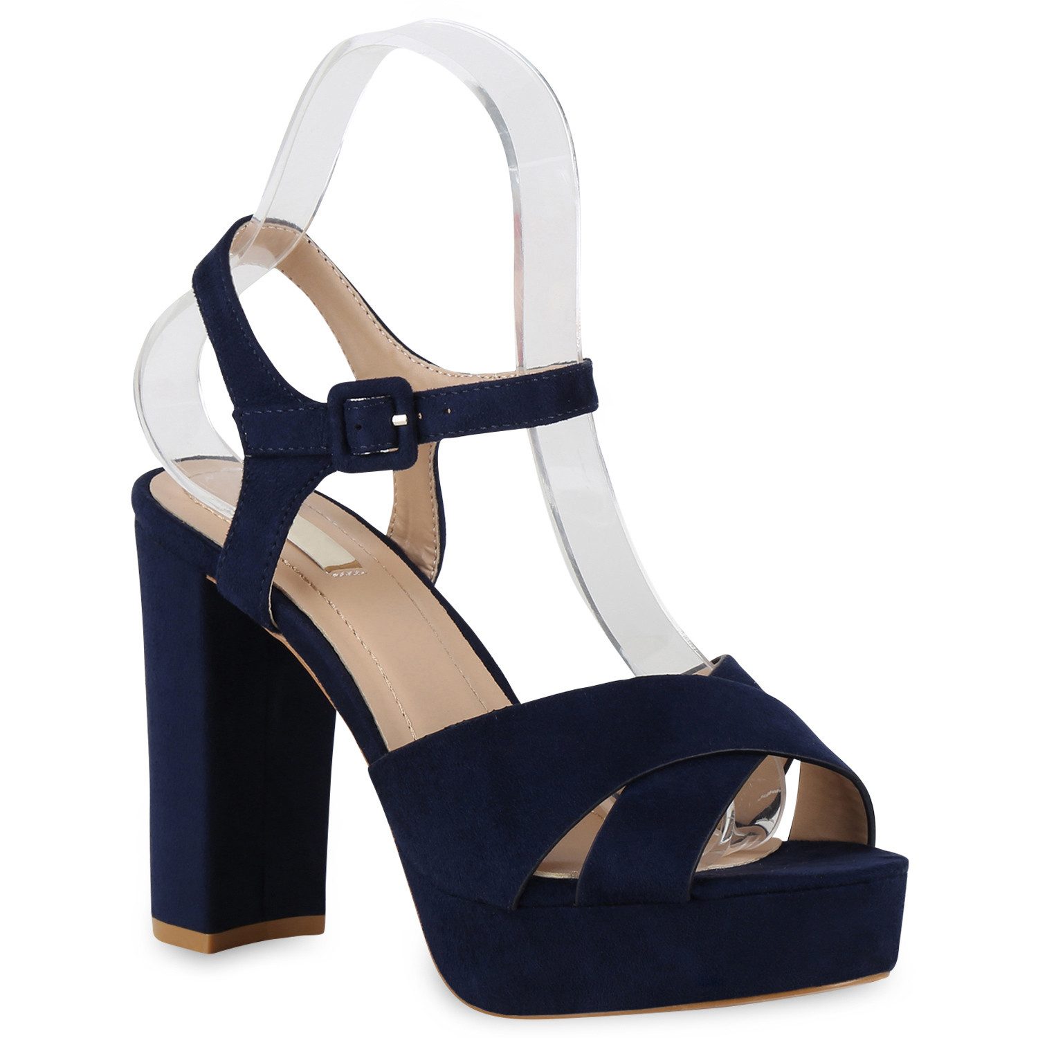 VAN HILL 826159 Plateausandaletten Damen Plateau Sandaletten Blockabsatz Party High Heels