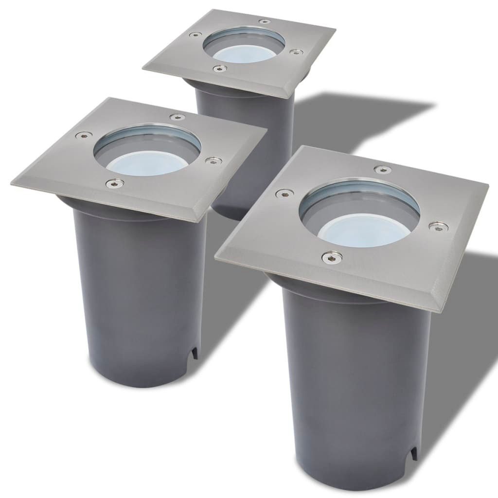 vidaXL LED Einbaustrahler LED-Bodeneinbaustrahler 3 Stk. Outdoor Quadratisch