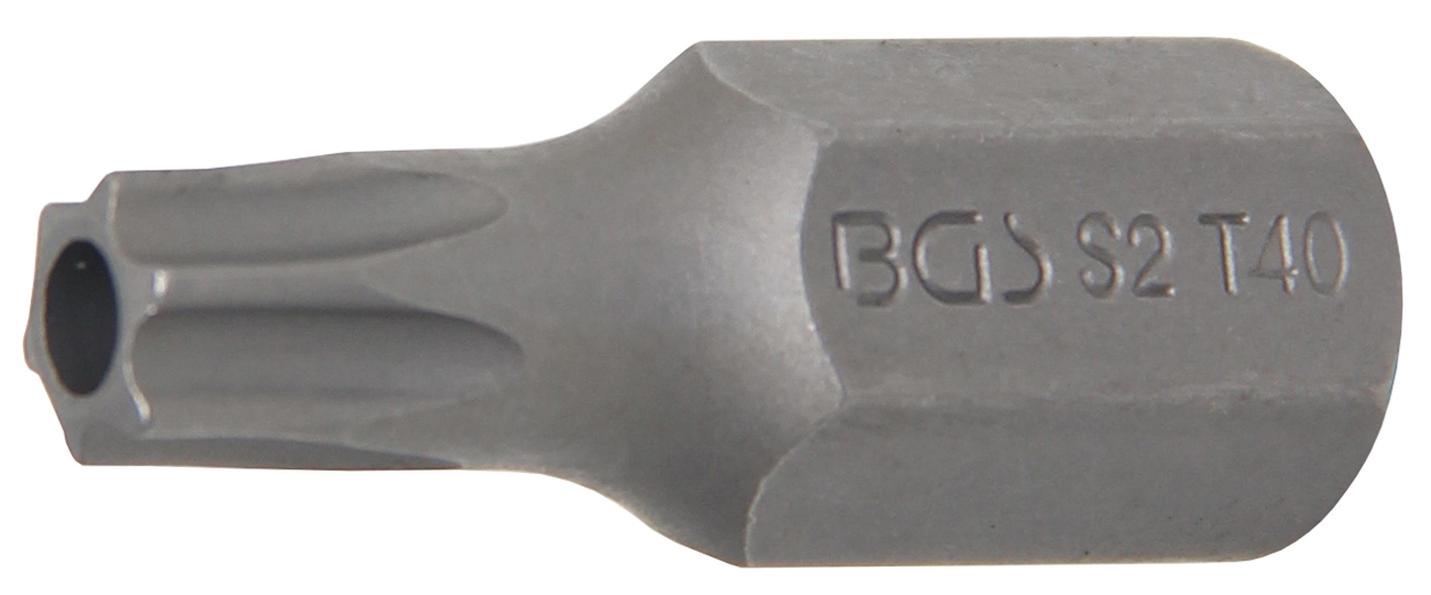 BGS technic Bit-Schraubendreher Bit, Antrieb Außensechskant 10 mm (3/8), T-Profil (für Torx) mit Bohrung T40