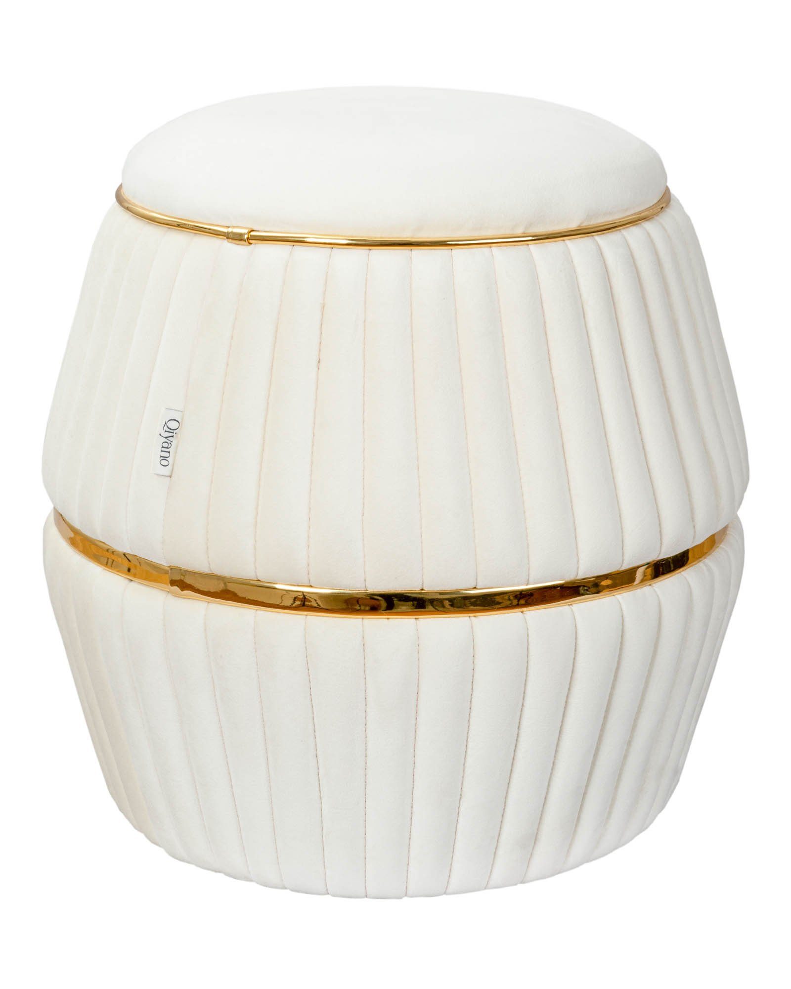 Qiyano Hocker Sitzhocker Samt Beige - günstig online kaufen