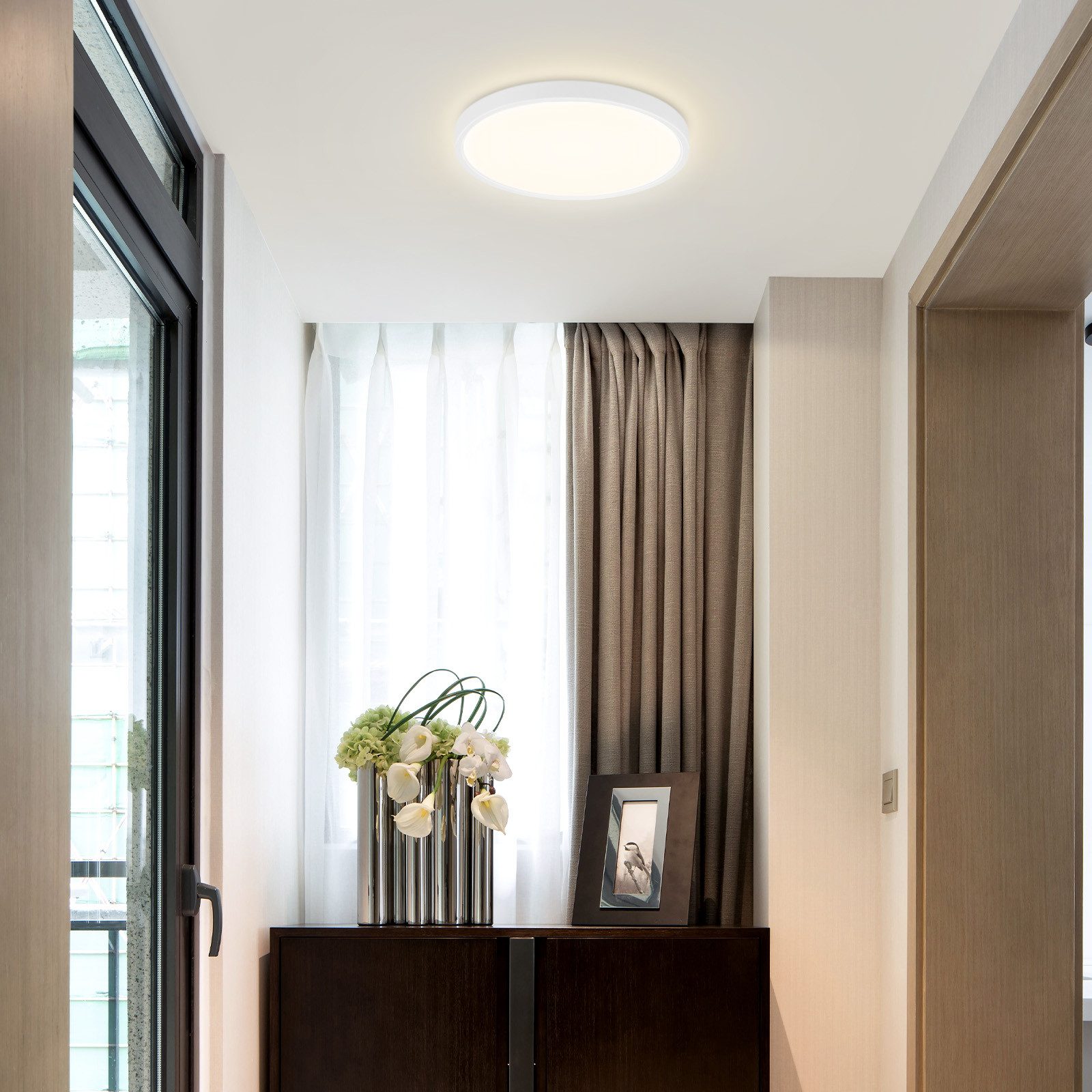 ZMH LED Deckenleuchte Flach Schwarz// Weiß Ø18//30 cm Rund Küchenlampe Schl günstig online kaufen