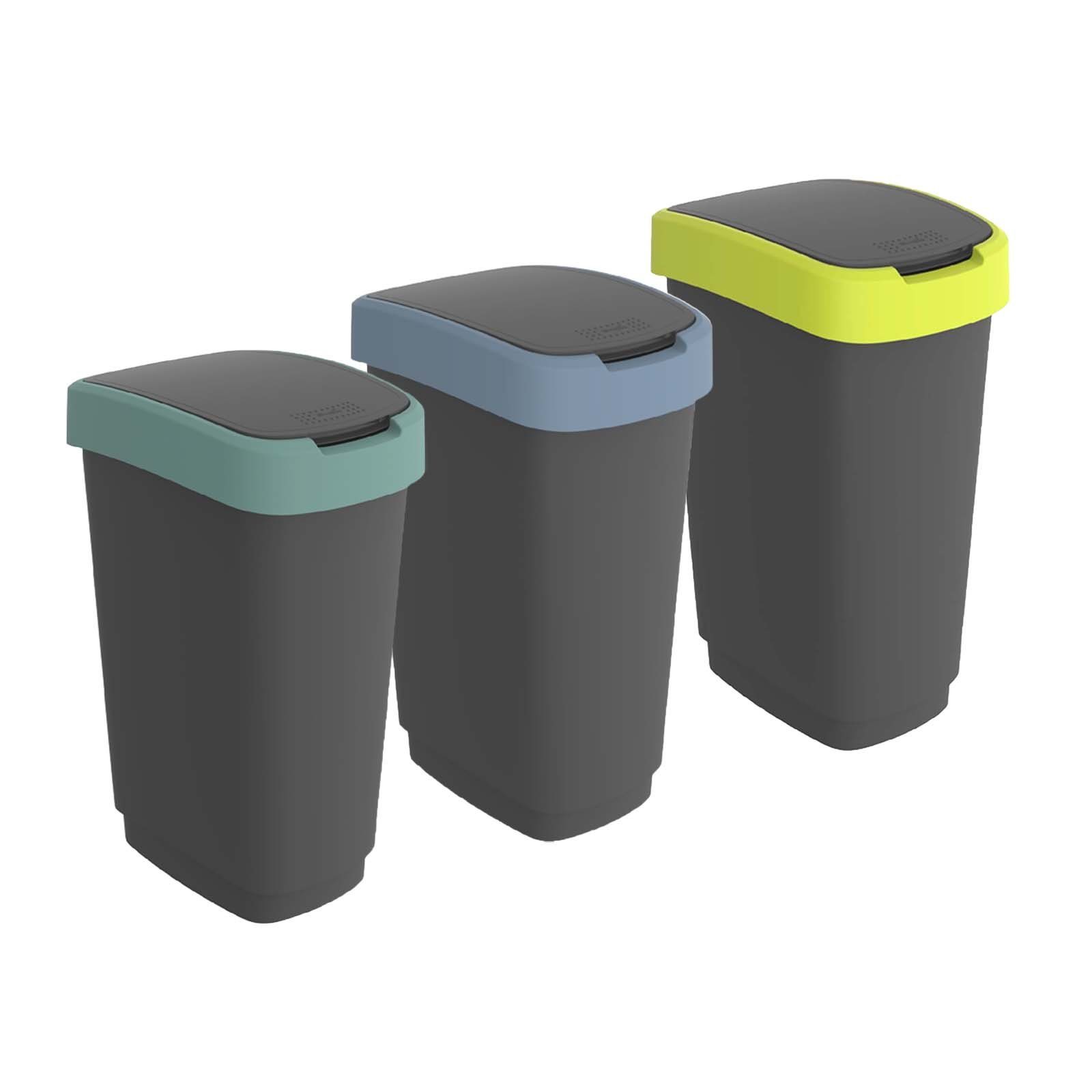 Mülleimer Twist 3er-Set Mülleimer 50l mit Deckel, Kunststoff (PP) BPA-frei
