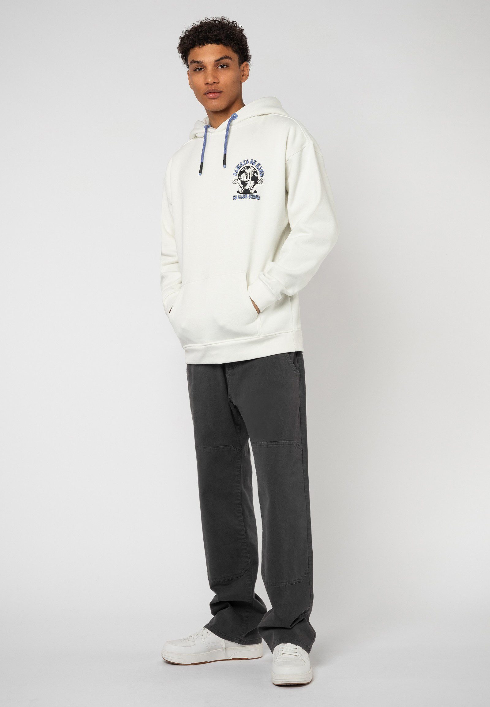 SUBLEVEL Hoodie Sweathoodie Cartoonprint Sweater, Kapuzensweatshirt mit Kängurutasche, mit Kapuze