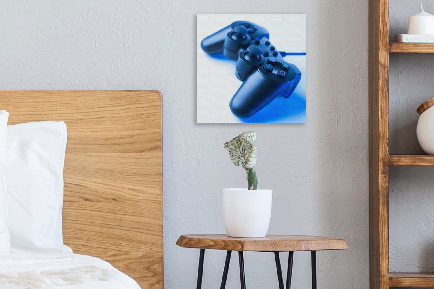 für (1 St), Gaming-Controller Blau, Bilder Leinwandbild Leinwand OneMillionCanvasses® Schlafzimmer - Wohnzimmer
