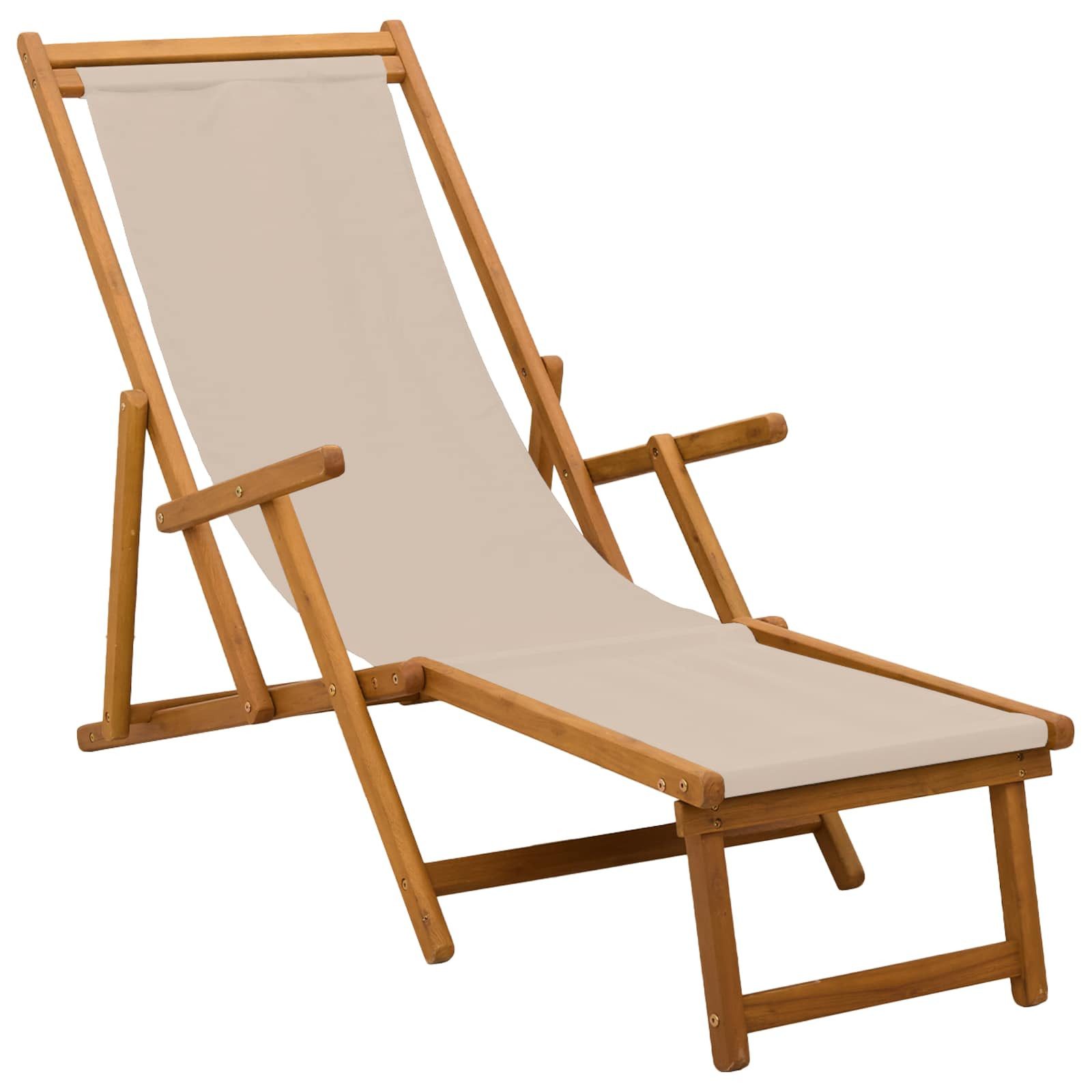 vidaXL Gartenliege Klappbare Sonnenliege Massives Eukalyptus Holz Beige, 1 St.
