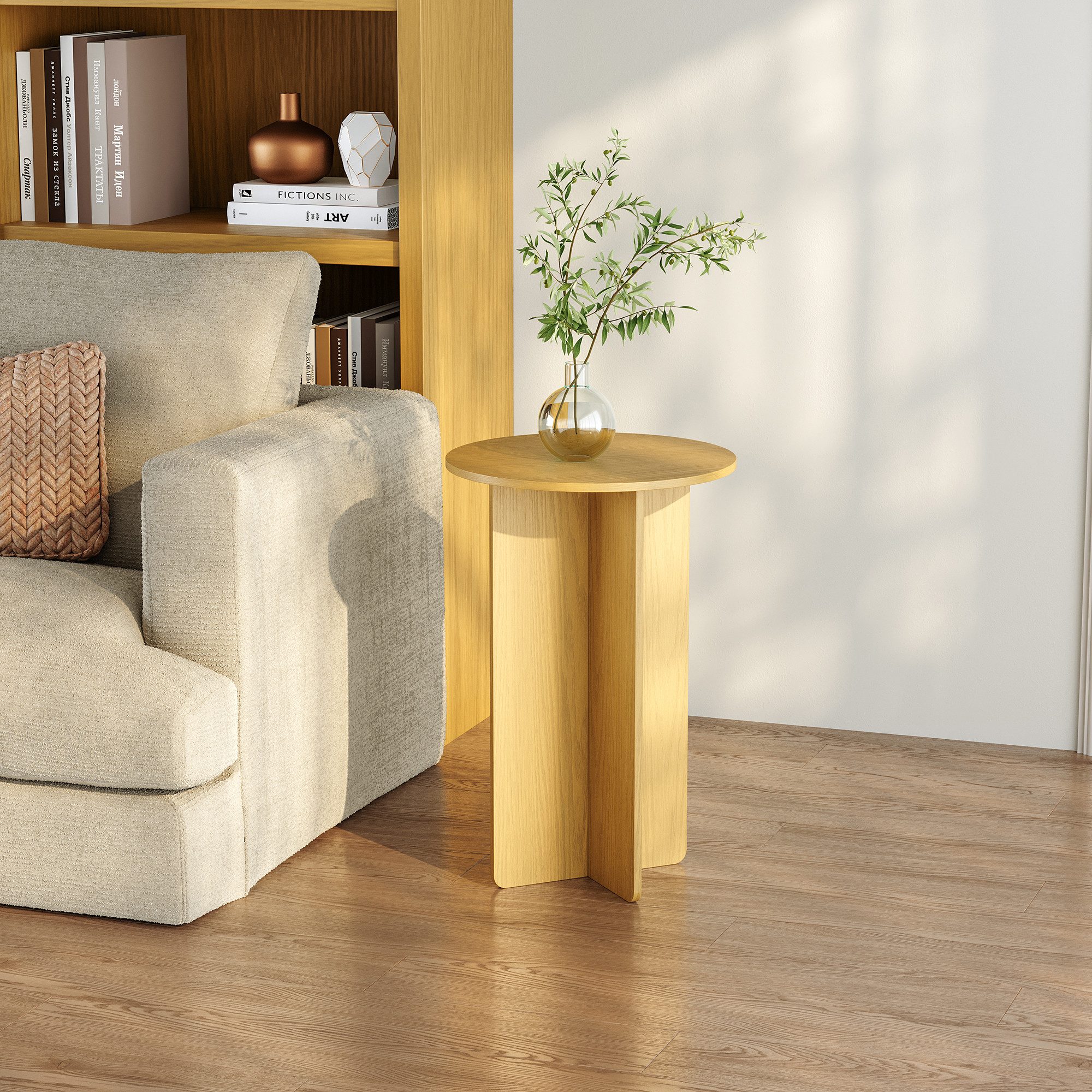 en.casa Beistelltisch, »Vappevn« 60 x Ø40 cm rund Eicheoptik günstig online kaufen