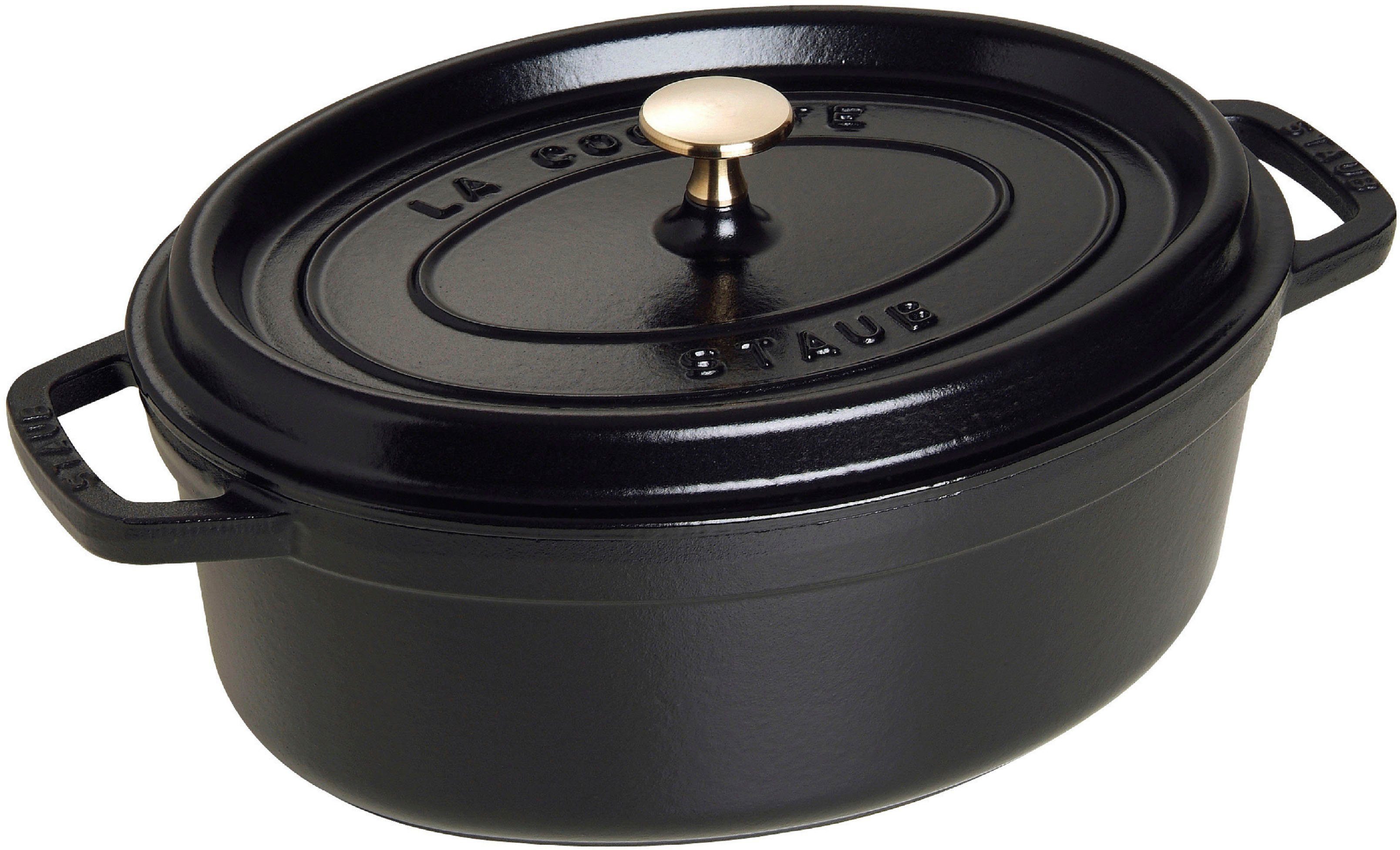 Staub Bräter Cocotte, Gusseisen schwarz Induktion und oval, oval, (1-tlg), langlebig, robust Gusseisen