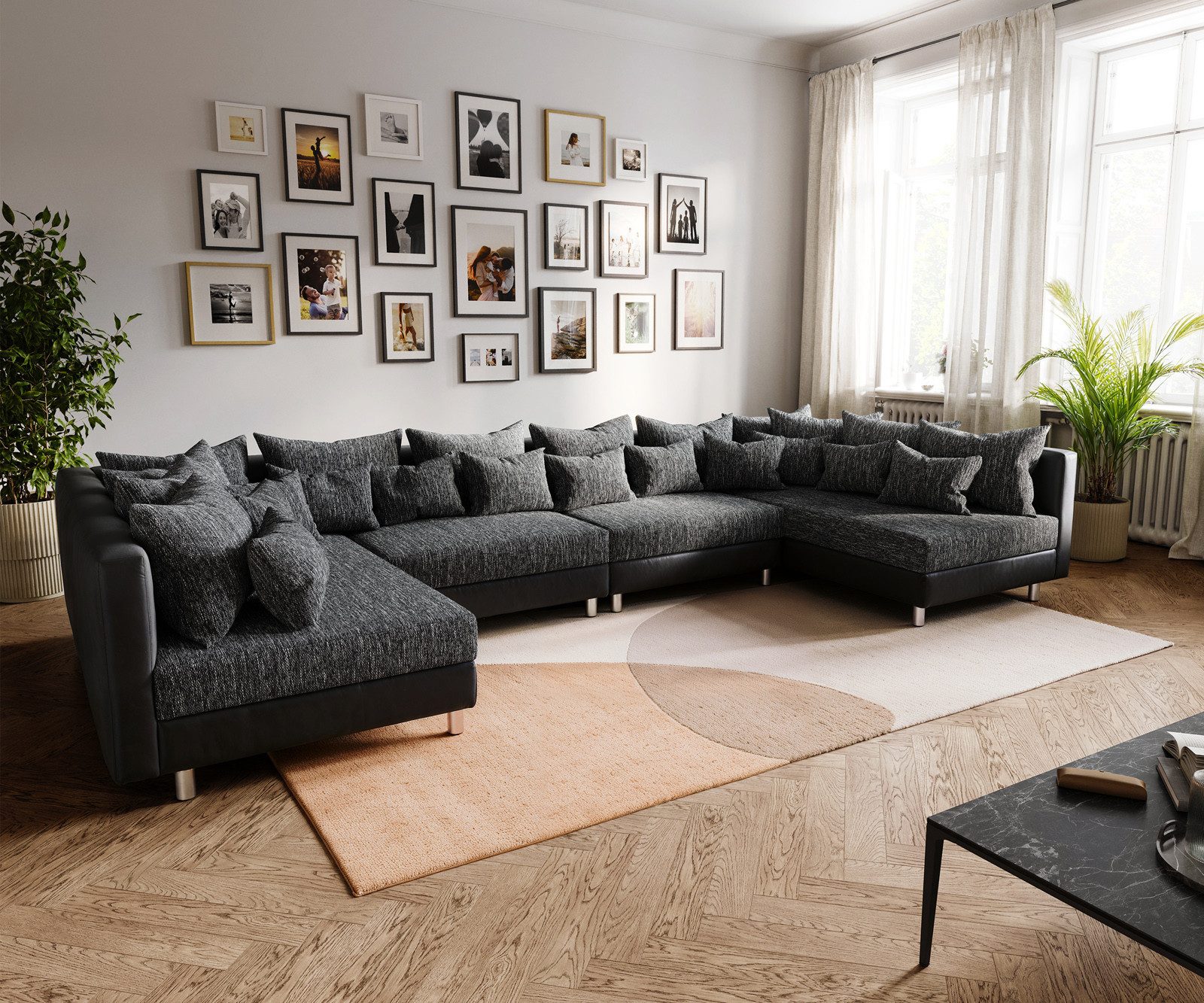 DELIFE Wohnlandschaft Clovis, XL Schwarz Wohnlandschaft günstig online kaufen