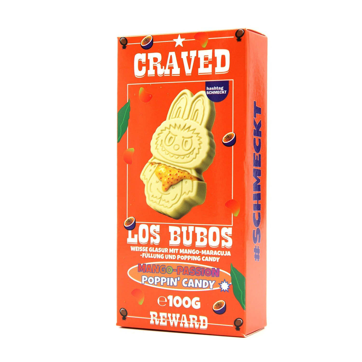 Schokolade, 1 x 100 g, Los Bubos Mango-Passion Popping Candy Monster Edition
