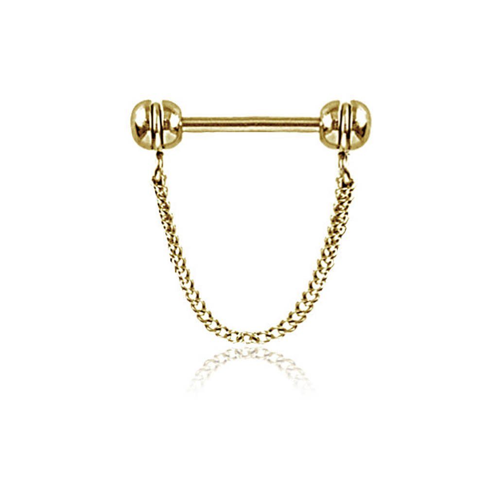 Piercingstab viva-adorno Kettchen, Nippelpiercing Gold Anhänger Brustwarzenpiercing Brust Kette Piercing Barbell