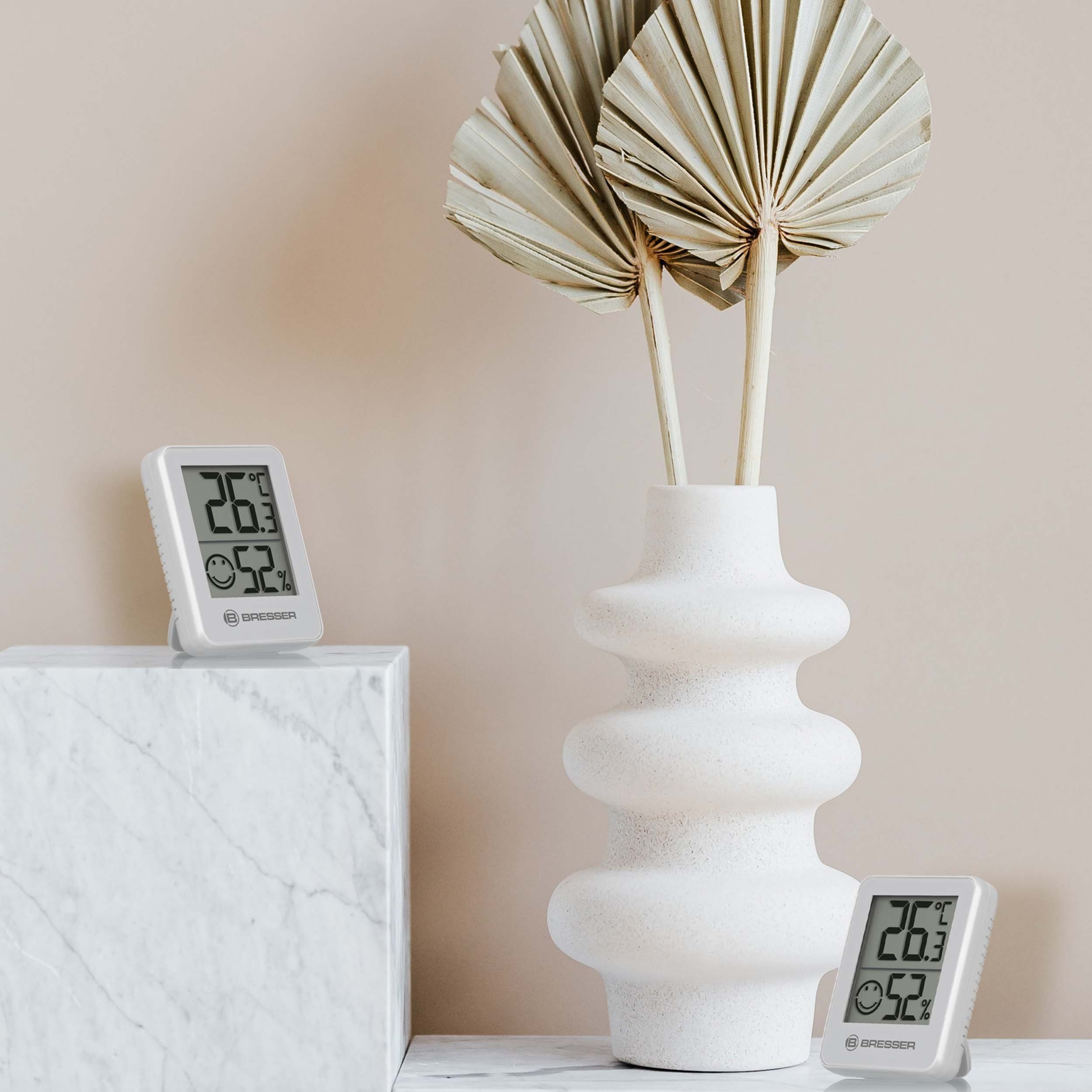 BRESSER Hygrometer ClimaTemp Thermo-Hygro Indikator 3er Set weiß