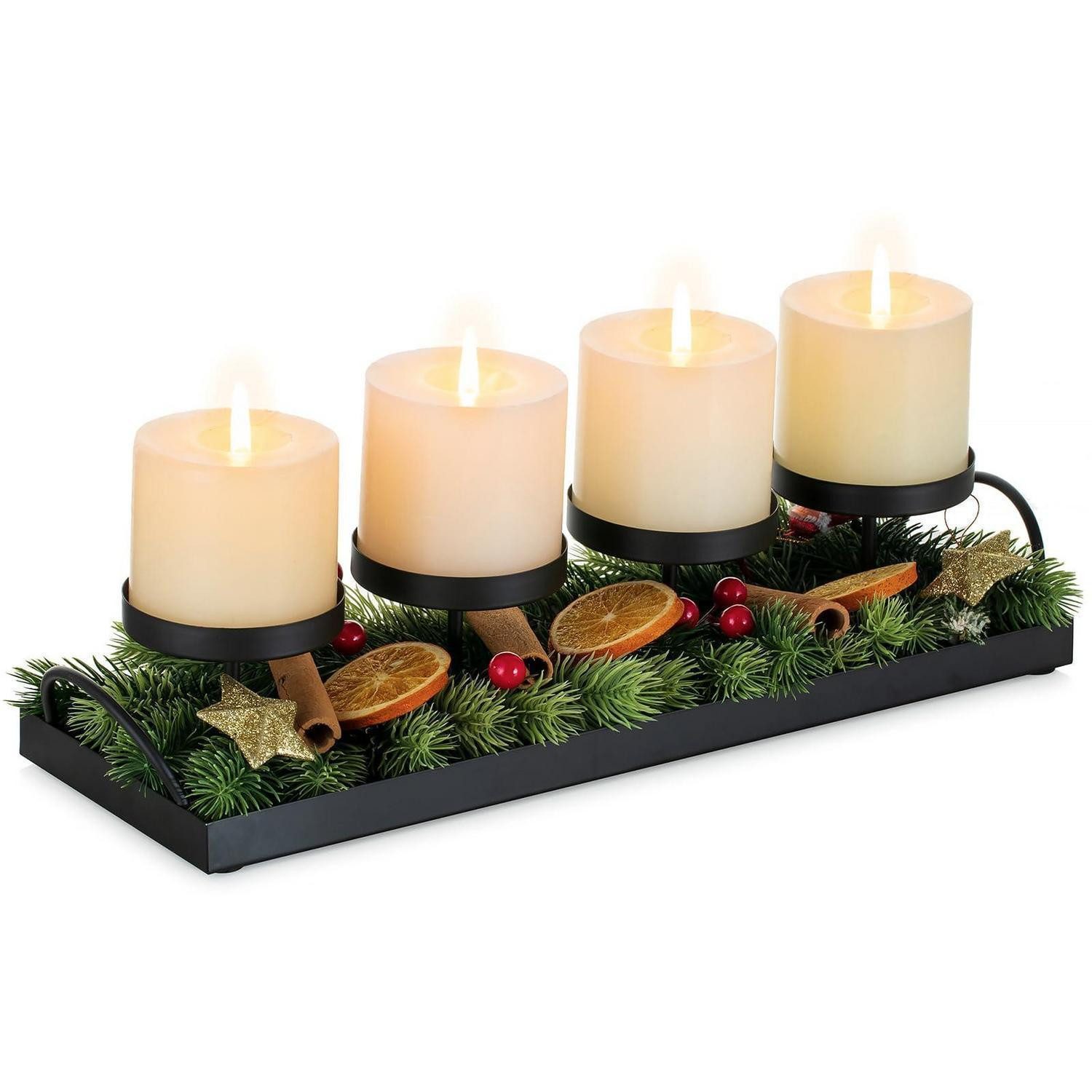 LuxusKollektion Adventskranz Adventskranz Schwarz Länglich