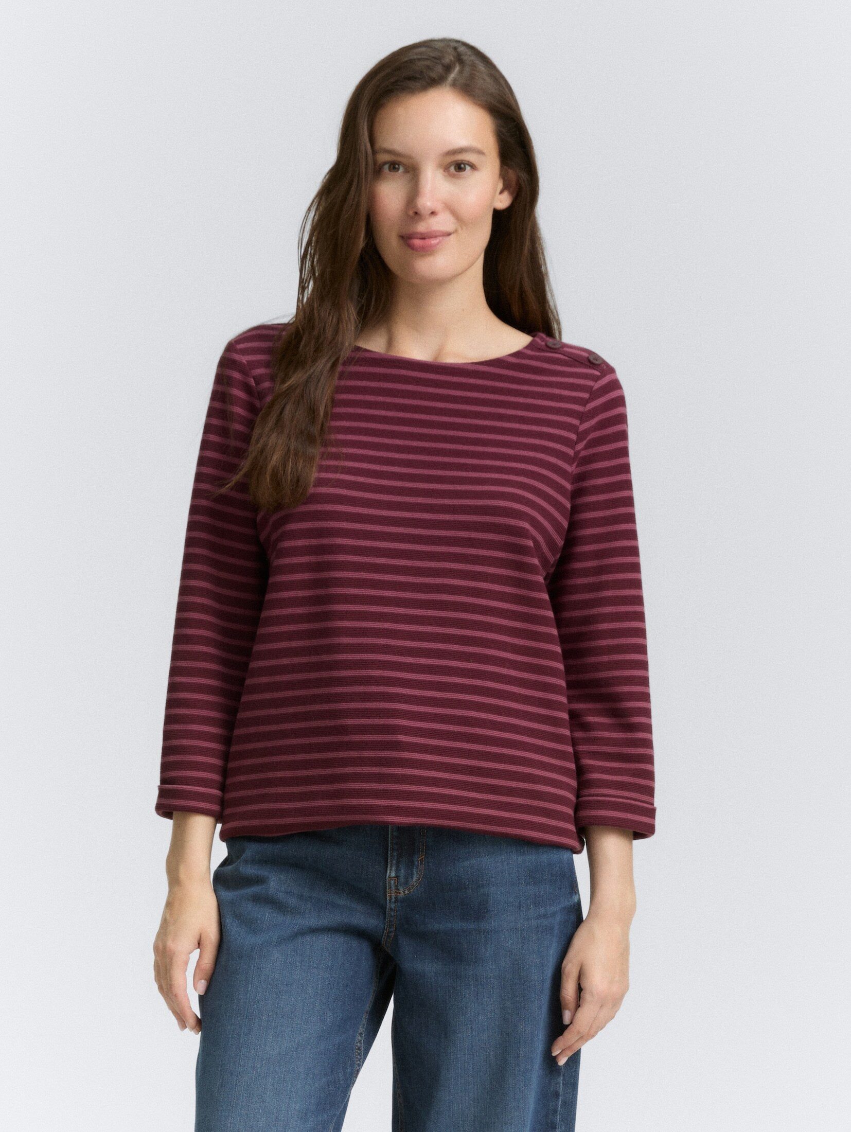 TOM TAILOR 3/4-Arm-Shirt Langarmshirt mit Knopf-Details günstig online kaufen