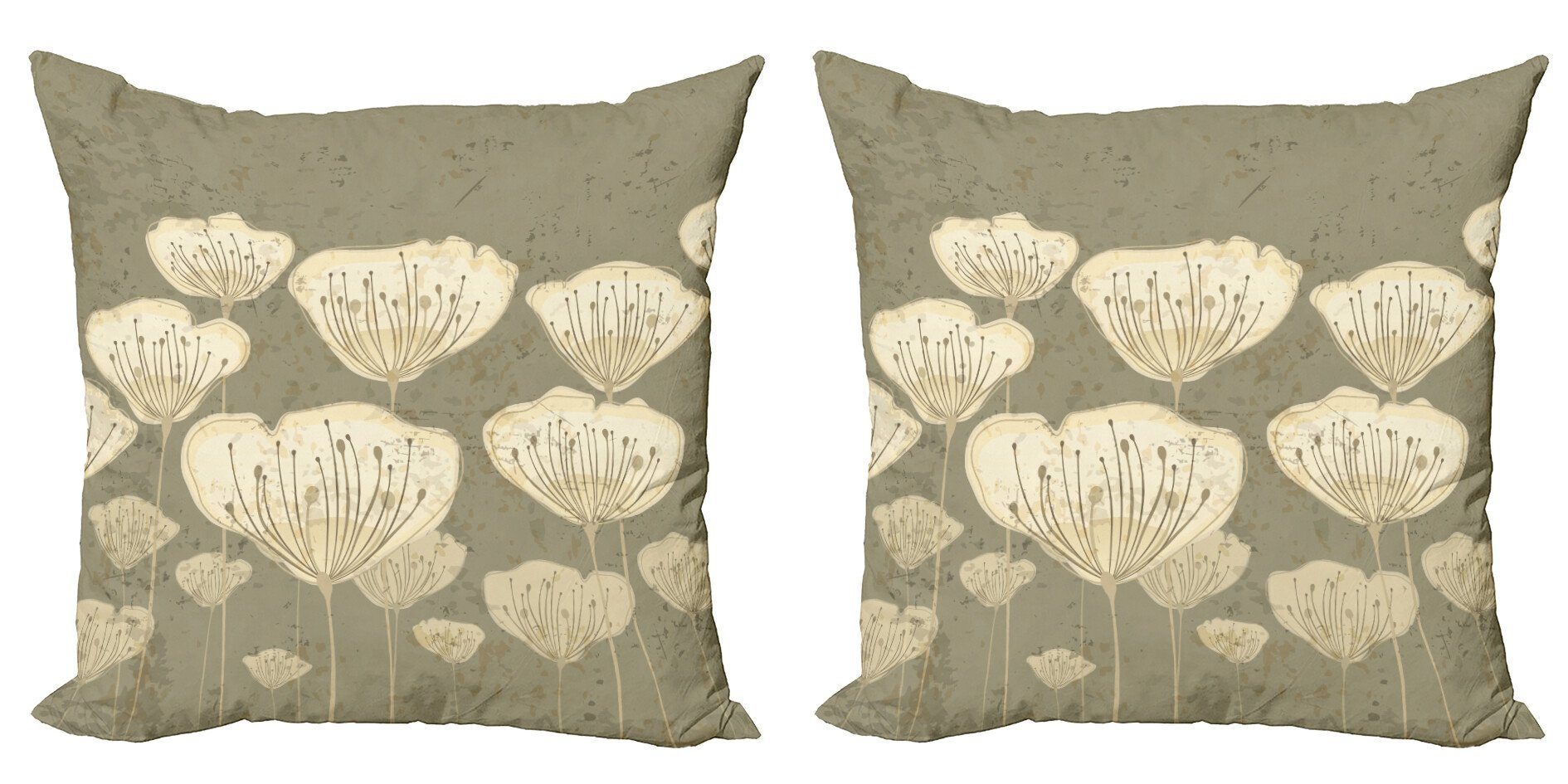 Modern Doppelseitiger (2 Kissenbezüge Abakuhaus Blumen Stück), Blooms Essence Accent Digitaldruck, Natur
