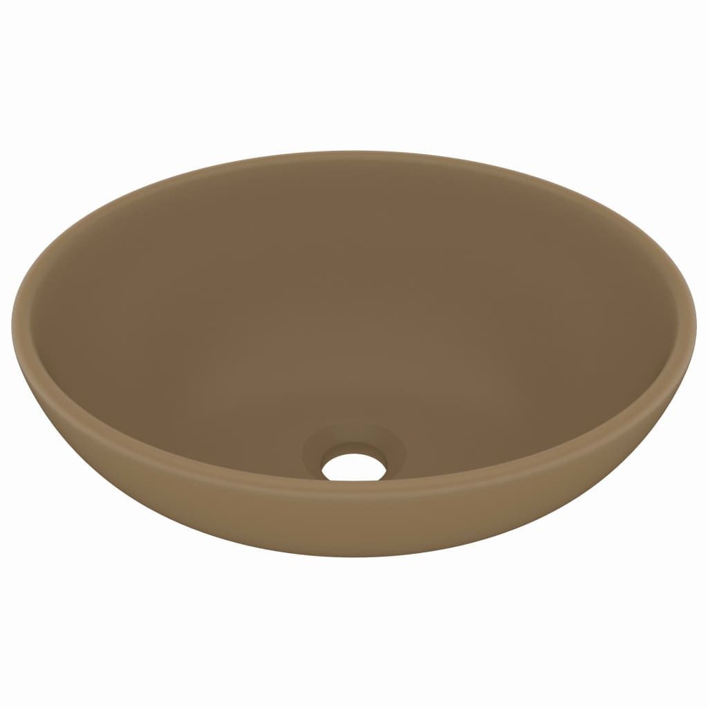 vidaXL Waschbecken Luxuriöses Ovales Waschbecken Matt Creme 40x33 cm Keramik