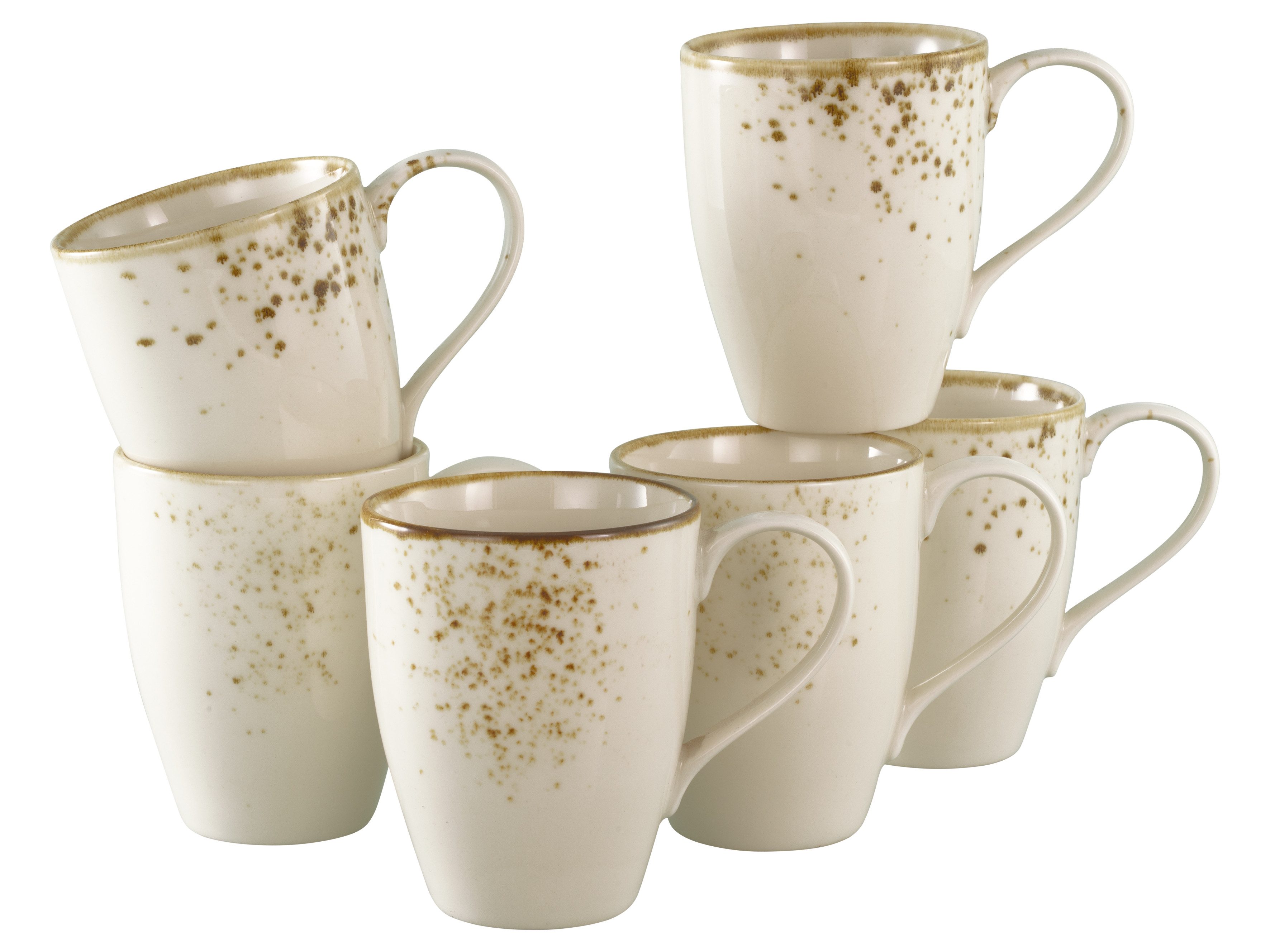 creaTable Becher Nature Collection Creme, Kaffeebecher 6-tlg, 6-tlg., Steinzeug, Naturverbundenes Design, Einzigartige Oberfläche