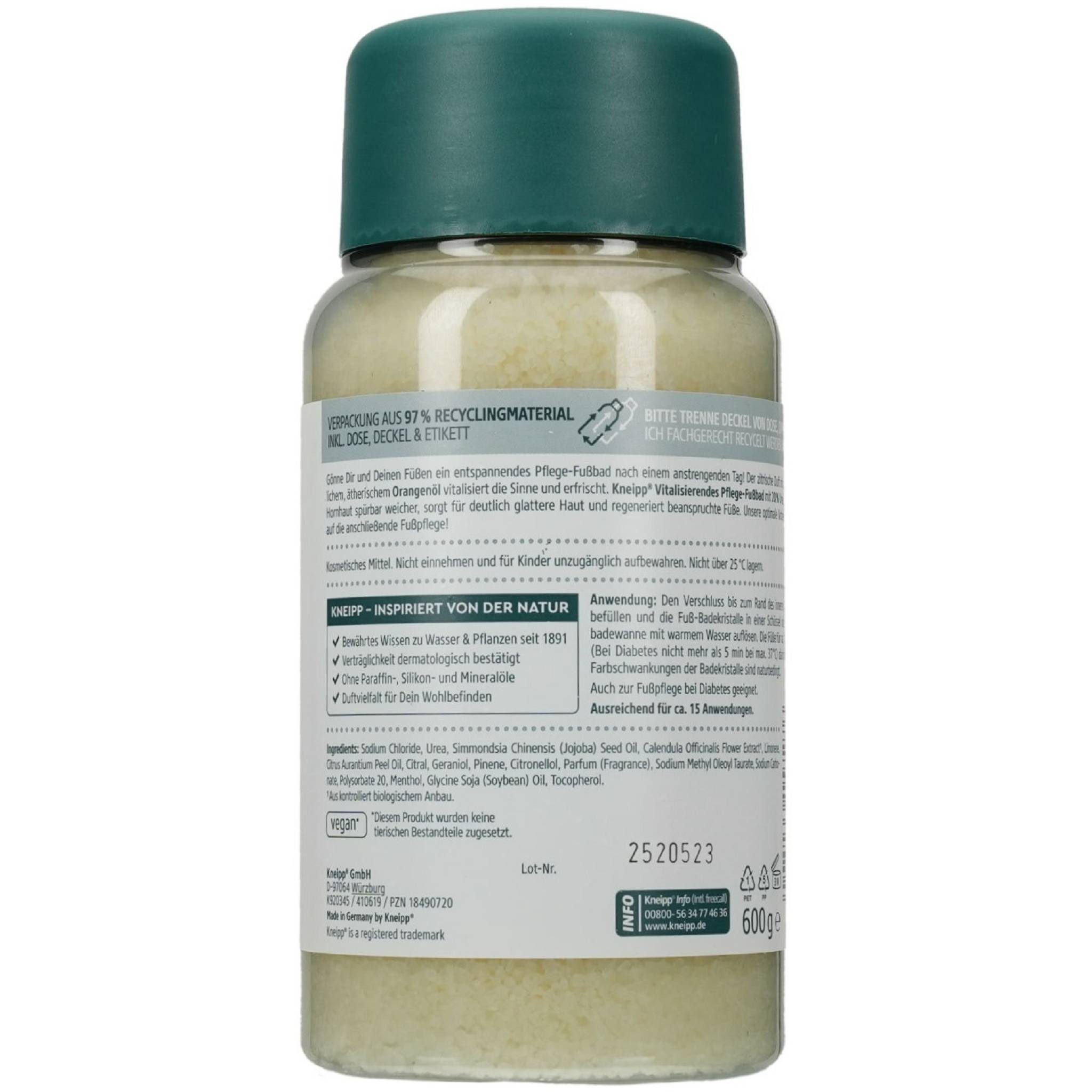Kneipp Badesalz Fußbadekristalle vitalisieren.Pflege-Fußbad 600g PZN 18490720