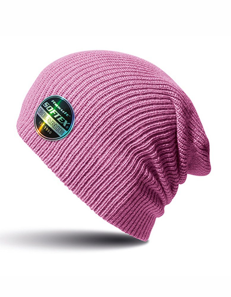 [Über 60 % Rabatt] Goodman Design Beanie Mütze Sehr sehr Ribbon leicht geschnitten) Doppellagig, (länger Herbst Long Pink weich, Winter