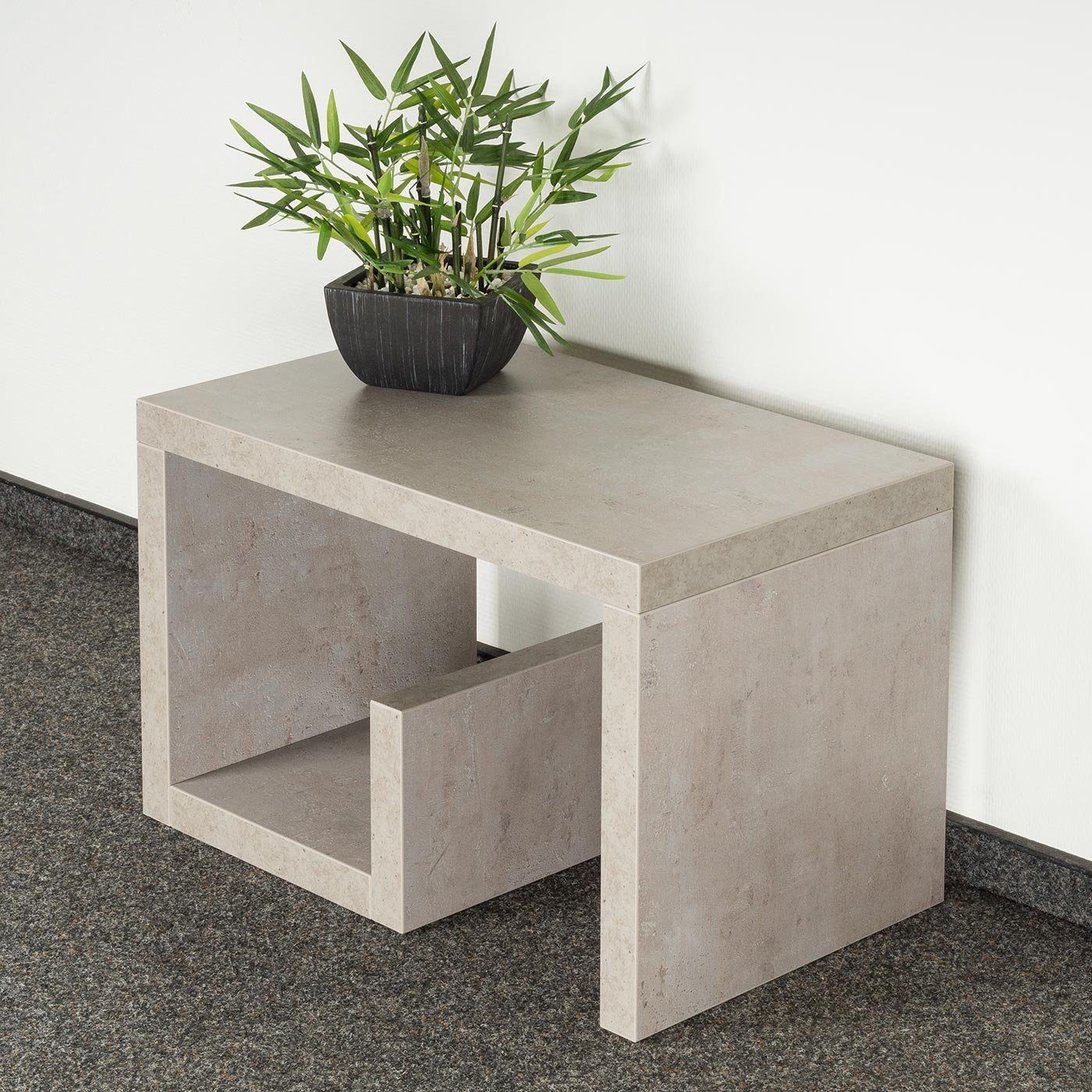 Levandeo® Couchtisch, Couchtisch Gustav 59x36x37cm Betonoptik günstig online kaufen