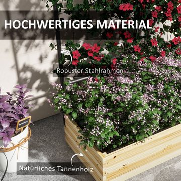 Outsunny Hochbeet Pflanzkasten aus Holz Blumenkasten mit Rankhilfe (Kräuterbeet, 1 St., Gemüsebeet), für Garten, Balkon, Naturholz, 80 x 38 x 145 cm