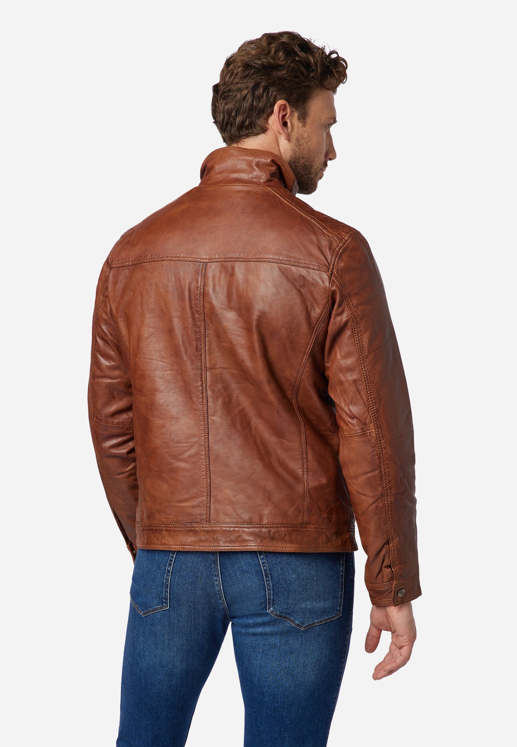 RICANO Lederjacke Cognac Albert hochwertiges Lammleder