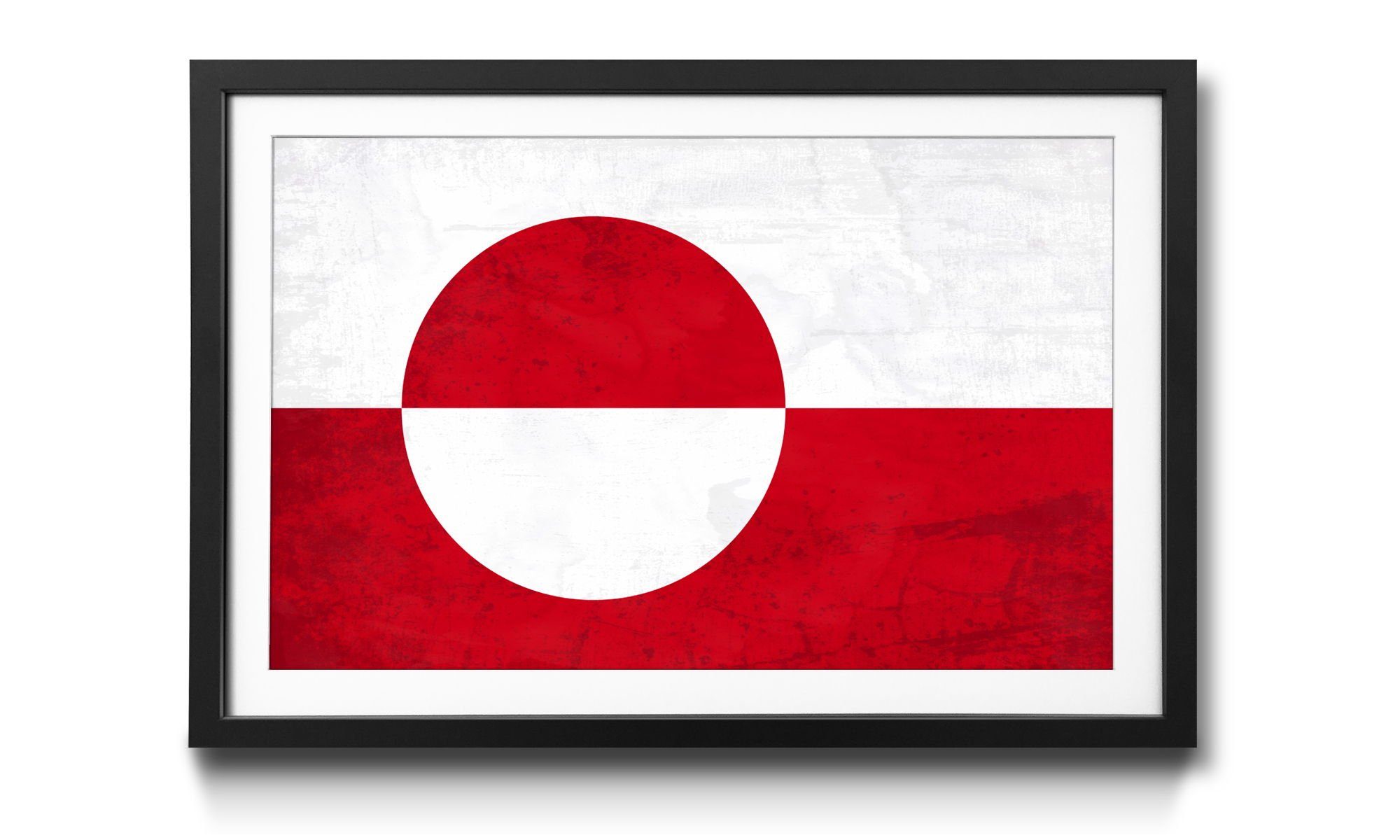 WandbilderXXL Bild mit Rahmen Grönland, Flagge, Wandbild, in 4 Größen erhältlich